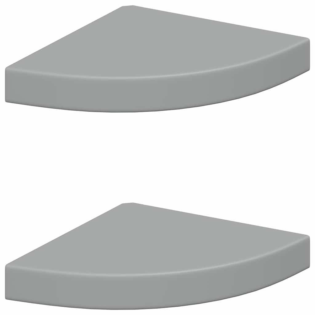 furnicato Wandregal 2er Set Eck-25x25x3,8 cm Grau aus Waben-MDF und Metall, 2-tlg., Schwebende Wandboard-Ablage mit unsichtbarem Montagesystem