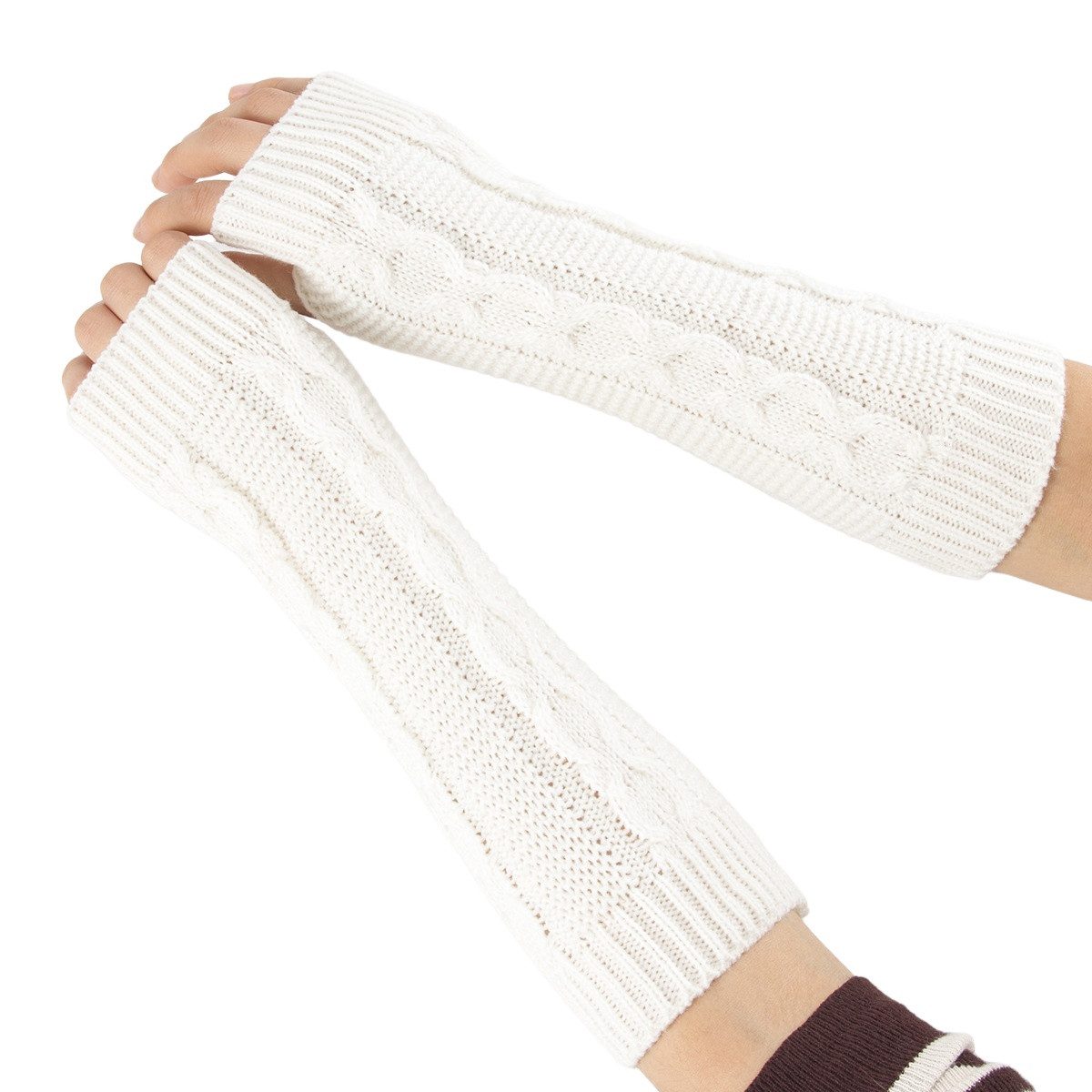 Coonoor Armstulpen Armstulpen Damen Wolle Pulswärmer Strick Halb Fingerlose Handschuhe Gestrickte Handstulpen Unisex Winterhandschuhe Wärmer Armwärmer