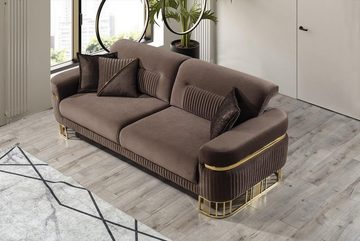 JVmoebel Wohnzimmer-Set Luxus Wohnzimmer Set Modern Sofa 3 Sitzer Sessel RTV Lowboard, (4-St., 1x Sofa 3-Sitzer+1x Sessel+1x RTV Lowboard+1x TV-Rahmen), Made in Europa