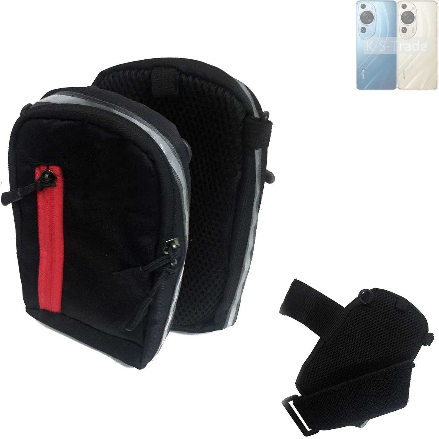 K-S-Trade Handyhülle für Huawei P60 Pro, Outdoor Gürteltasche Holster Umhängetasche schwarz Handy Tasche