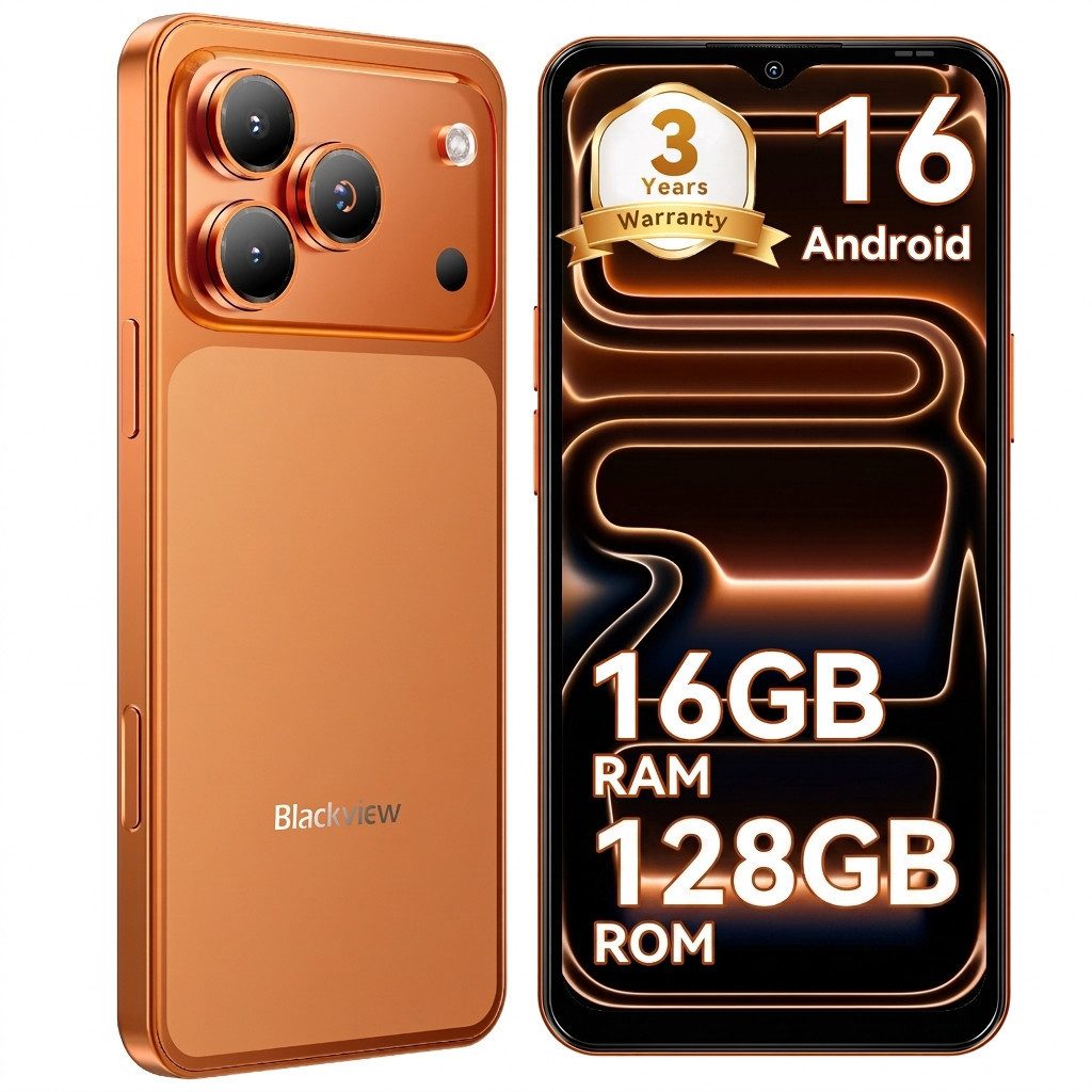 blackview WAVE 7C Android16 16+64GB/128GB 5000mAh Android handy Smartphone (6.56 Zoll, 128 GB Speicherplatz, 32 MP Kamera, 4G Dual SIM/Face ID/IP54/GPS/3 Jahre Garantie)