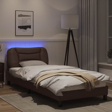 vidaXL Bett Bettgestell mit LED Braun 90x200 cm Kunstleder