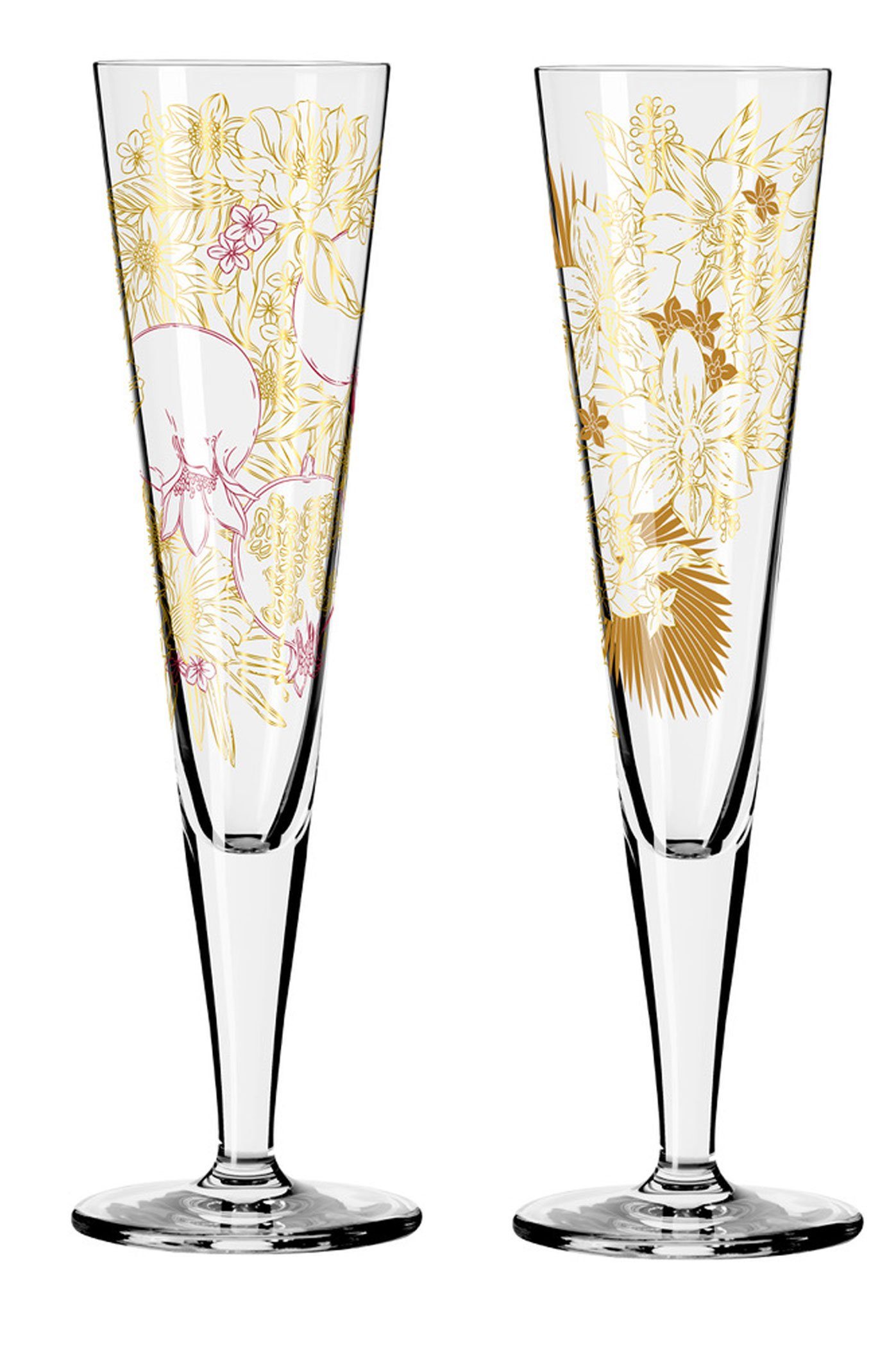 Champagnerglas Goldnacht Dekomiro 2er Set Champus mit Glasreinigungstuch