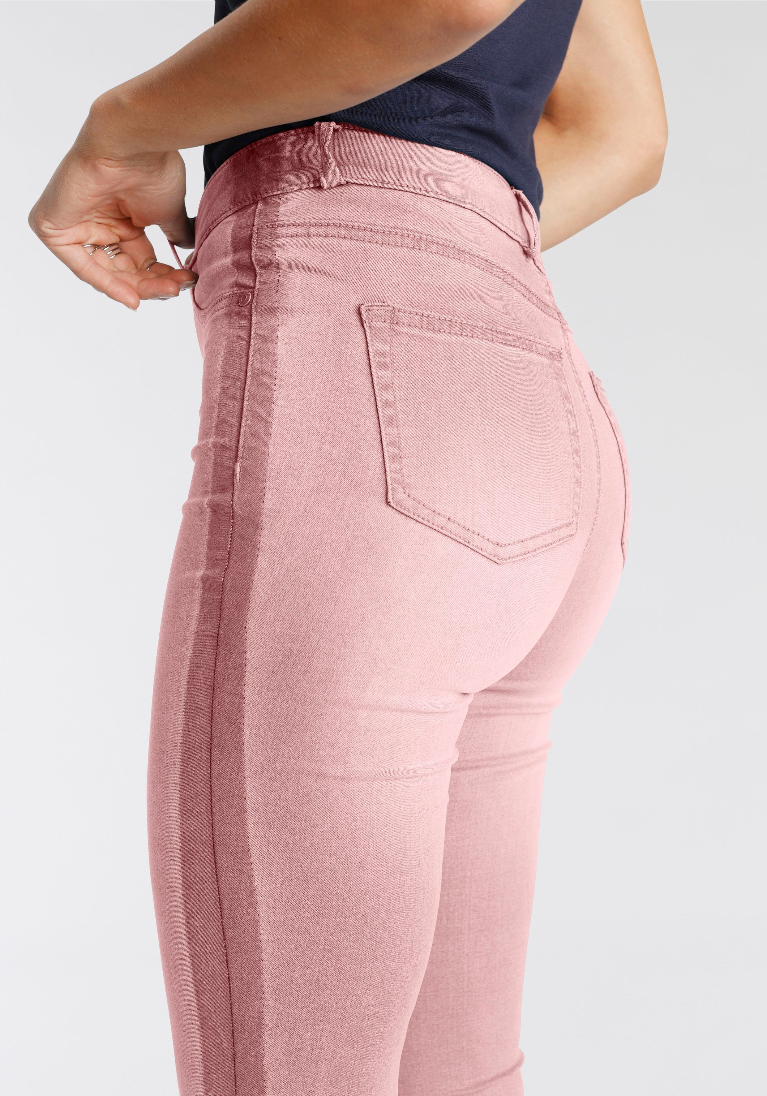 rosa mit High Skinny-fit-Jeans Ultra Arizona seitlichem Waist Streifen Stretch