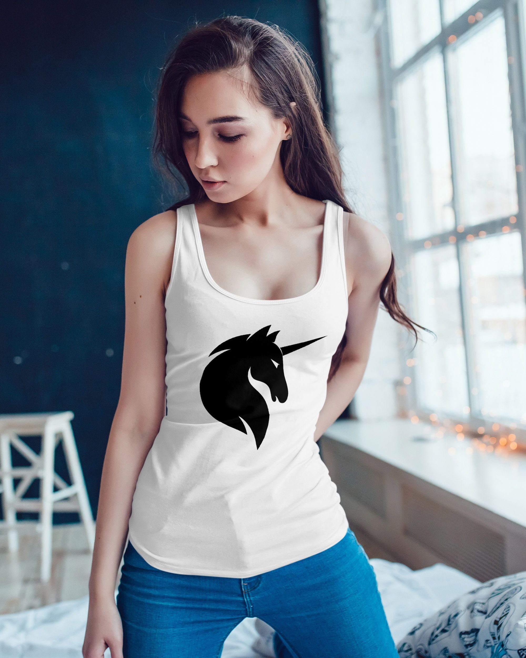 MoonWorks Tanktop Damen Tanktop Einhorn Kopf günstig online kaufen