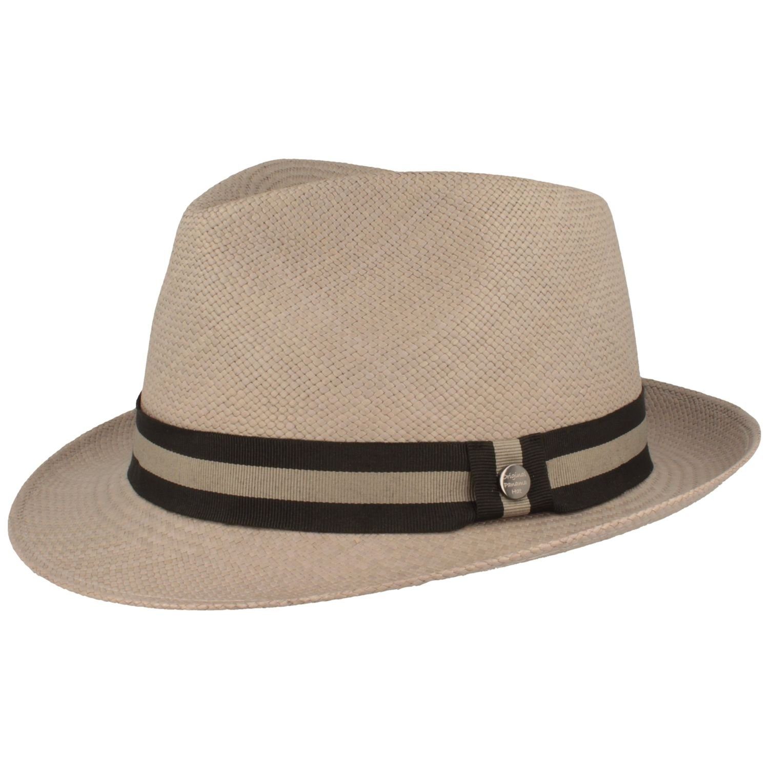Breiter Strohhut Trilby moderner Hut mit Panama 50+ UV-Schutz Garnitur natur