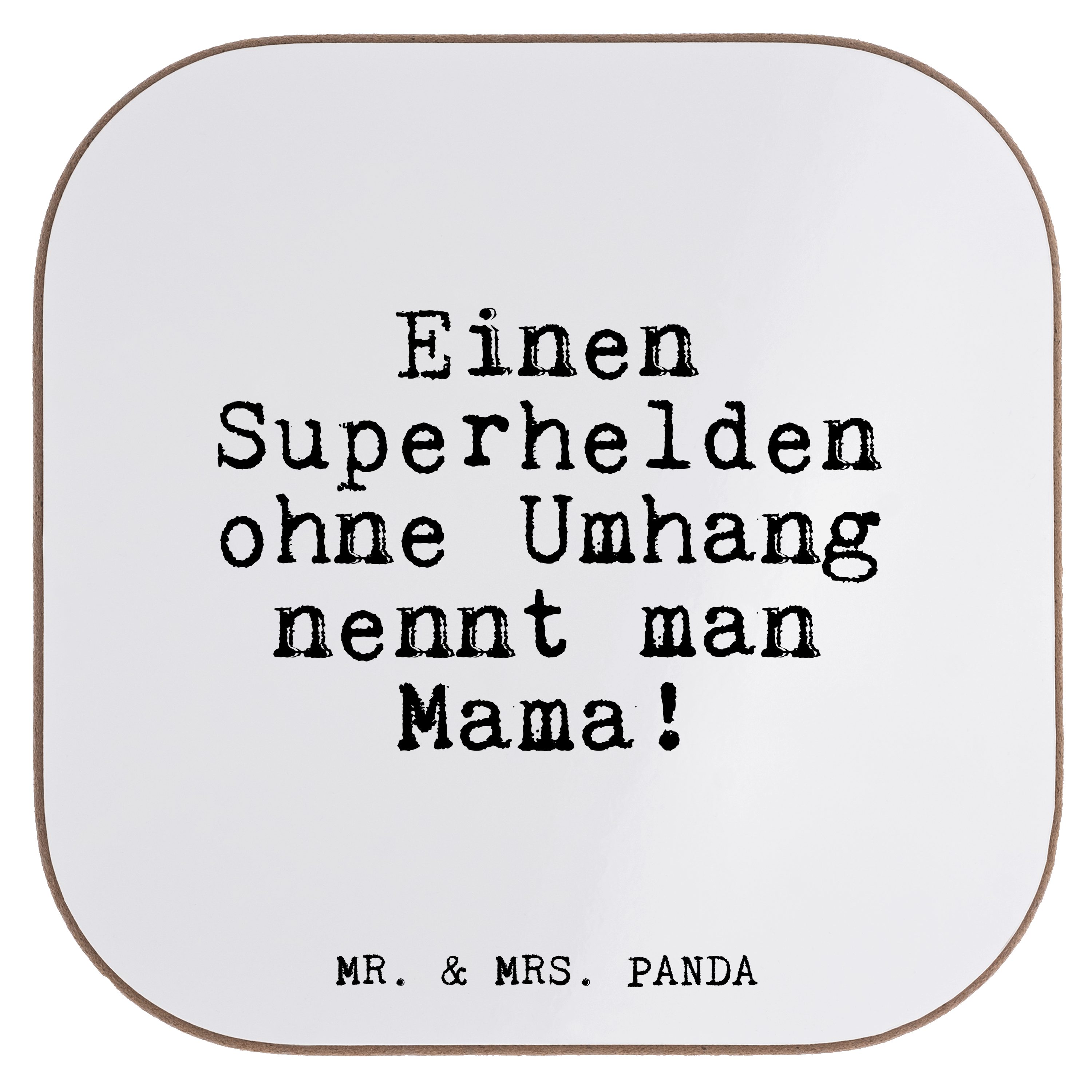 Einen Untersetzer, Superhelden Mr. - Panda Geschenk, Mrs. & Getränkeuntersetzer Mama, Umhang... Weiß - ohne 1-tlg.