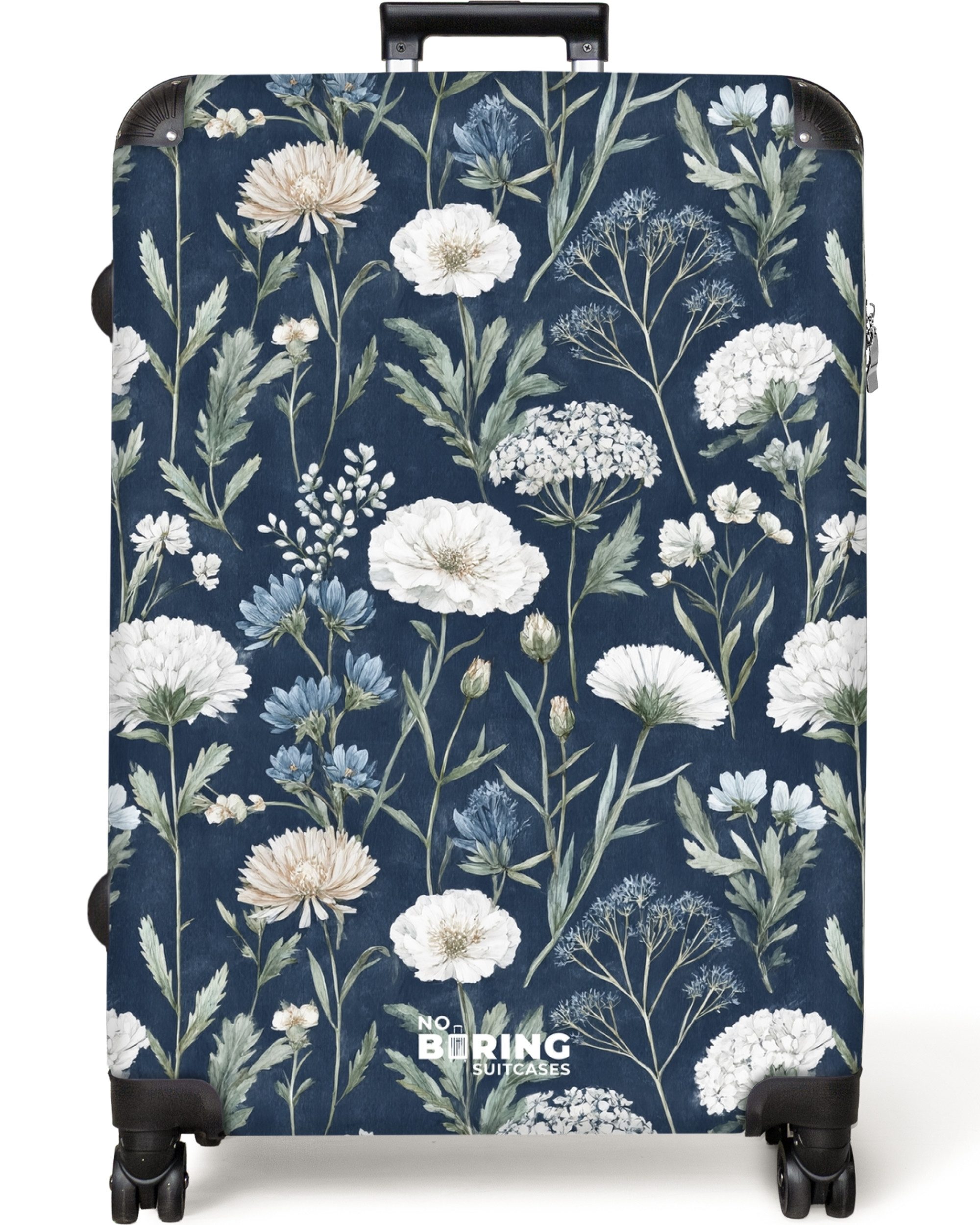 Hartschalen-Trolley Blumenmuster blau 77 cm - 98 L