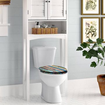 Woltu WC-Sitz, aus Duroplast Mehrfarbig Retro mit Absenkautomatik