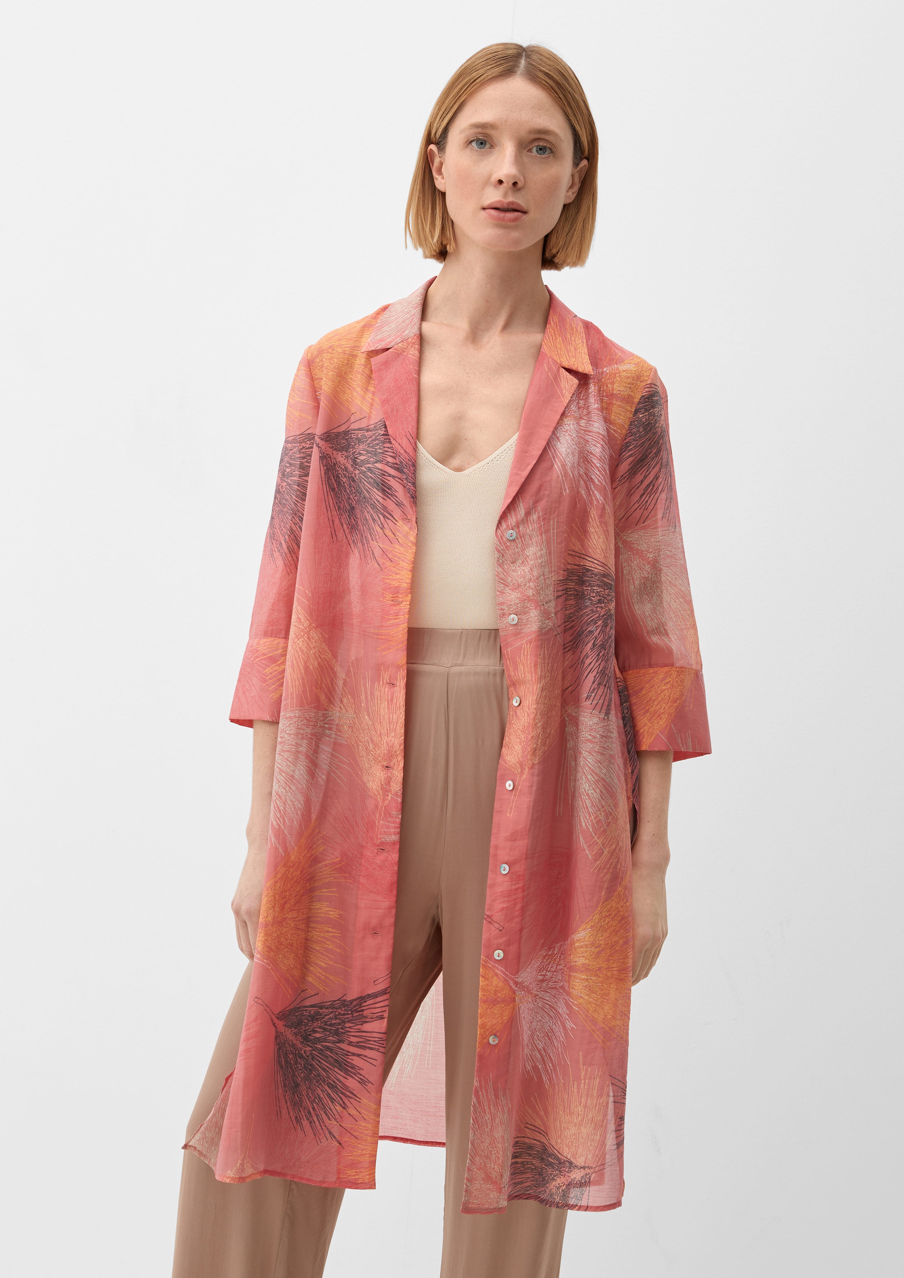 Langarmbluse Longbluse mit Allover-Print