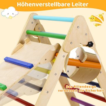 TLGREEN Klettergerüst Klettergerüst Indoor, 2 in 1 Kletterdreieck mit Rutsche, Kletterdreieck klappbar