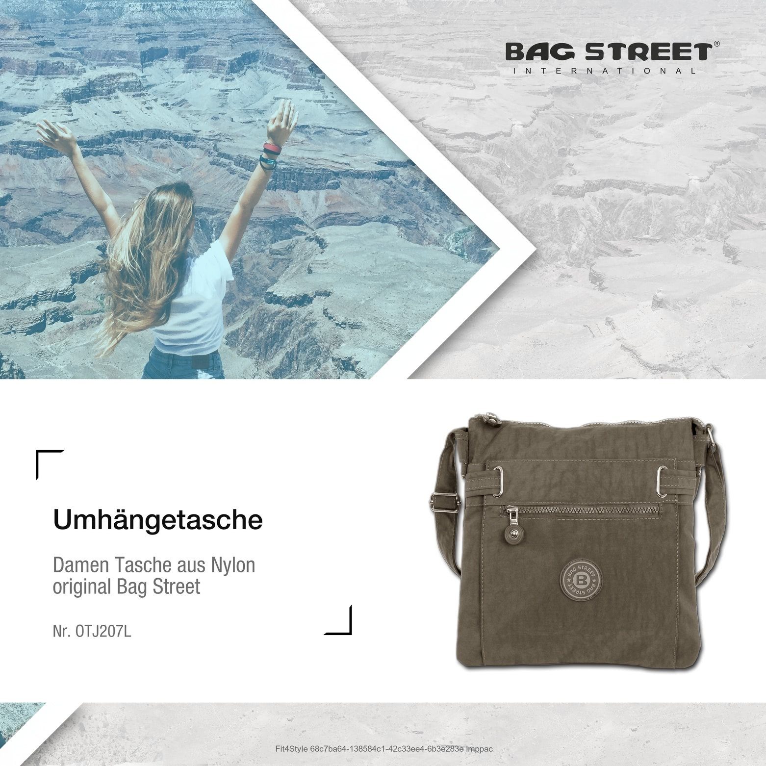BAG STREET Umhängetasche Bag Street Damentasche Umhängetasche (Umhängetasche), Damen, Jugend Umhängetasche Nylon, stone, braun ca. 26cm x ca. 27cm