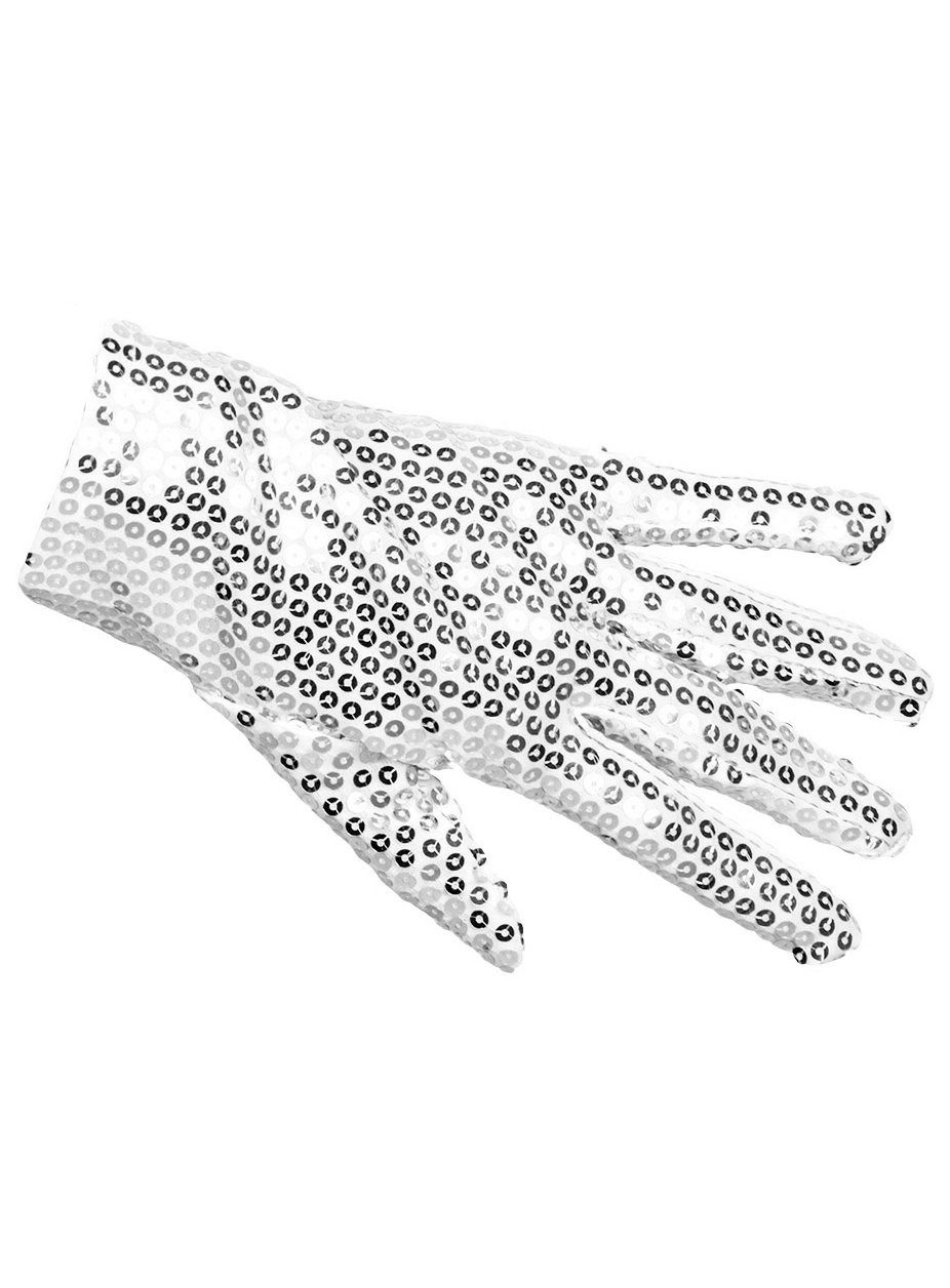 Widdmann Kostüm Handschuhe Pailletten silber, Glitzernde Handschuhe für Damen und Herren