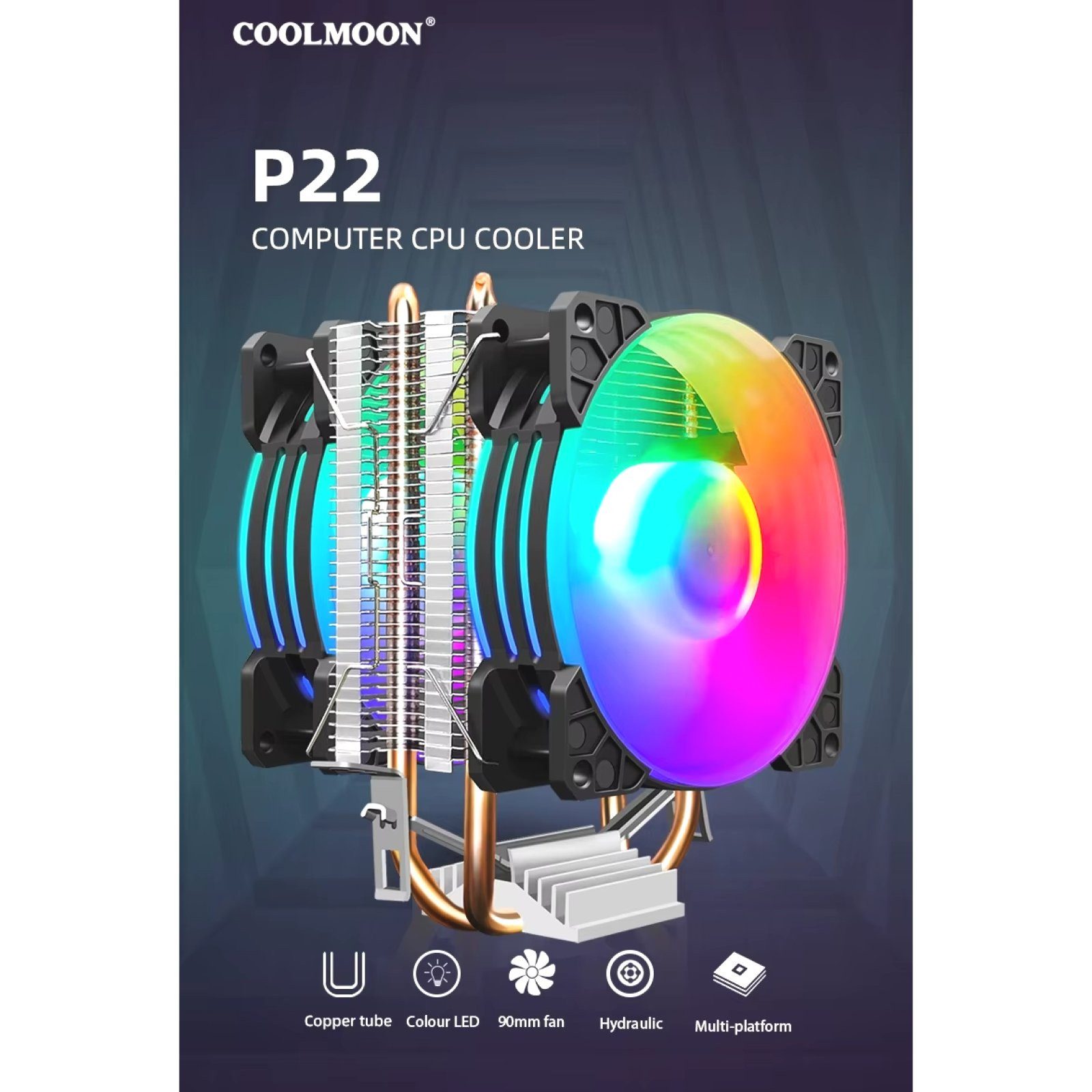 BRAINZAP CPU Kühler RGB CPU-Kühler 125W TDP, Luftkühlung, RGB-Beleuchtung, 125W TDP, PWM, Aluminium, 4-Pin