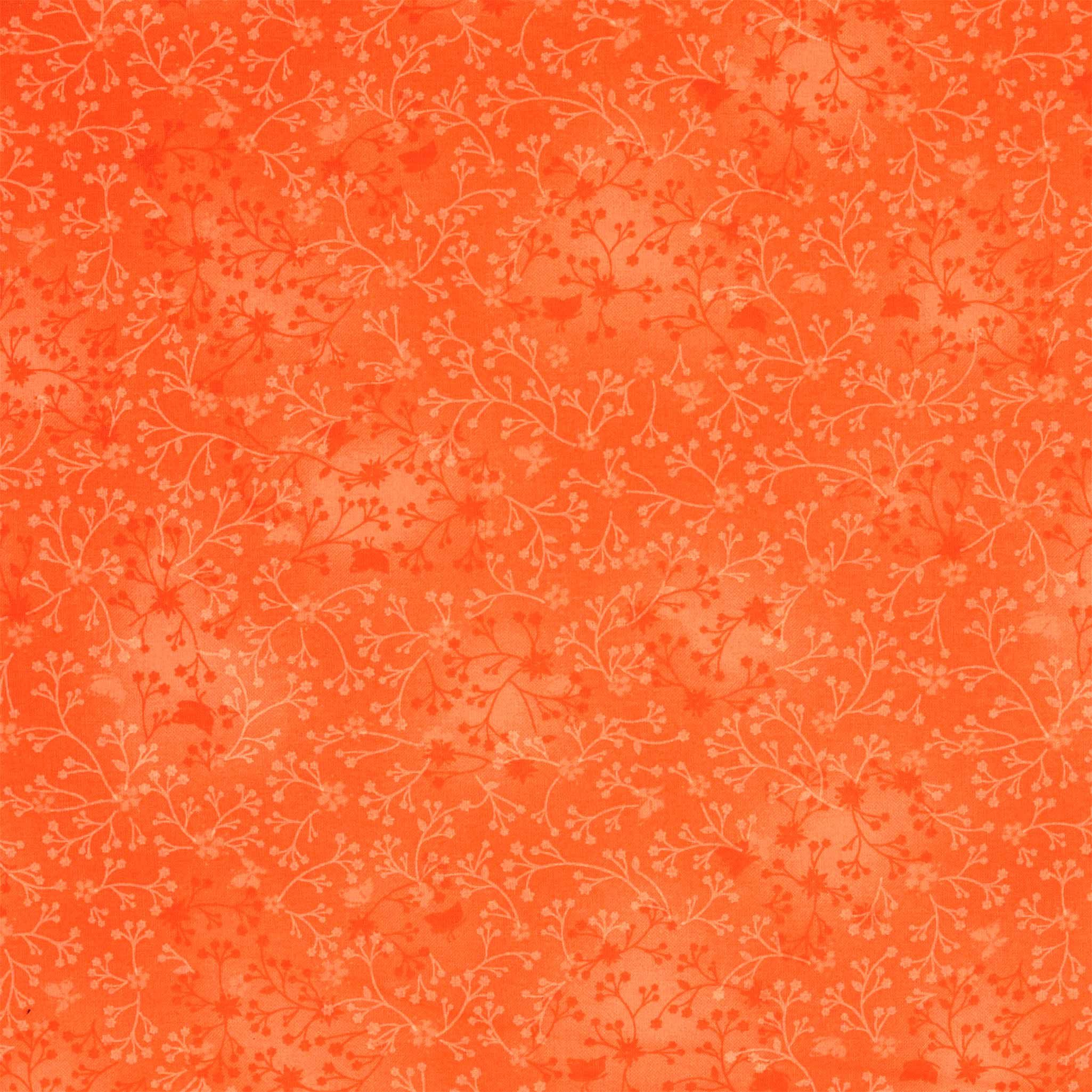 maDDma Stoff Baumwollstoff Rankenmuster Meterware 137cm breit Popeline Sommer, 236 - orange