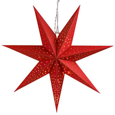 Casaria Dekostern, 1 St., LED Weihnachtsstern Beleuchtet 60 cm Batterie Fenster Rot Kabellos Zum Aufhängen Weihnachten Leuchtstern Dekostern Adventsstern Papierstern