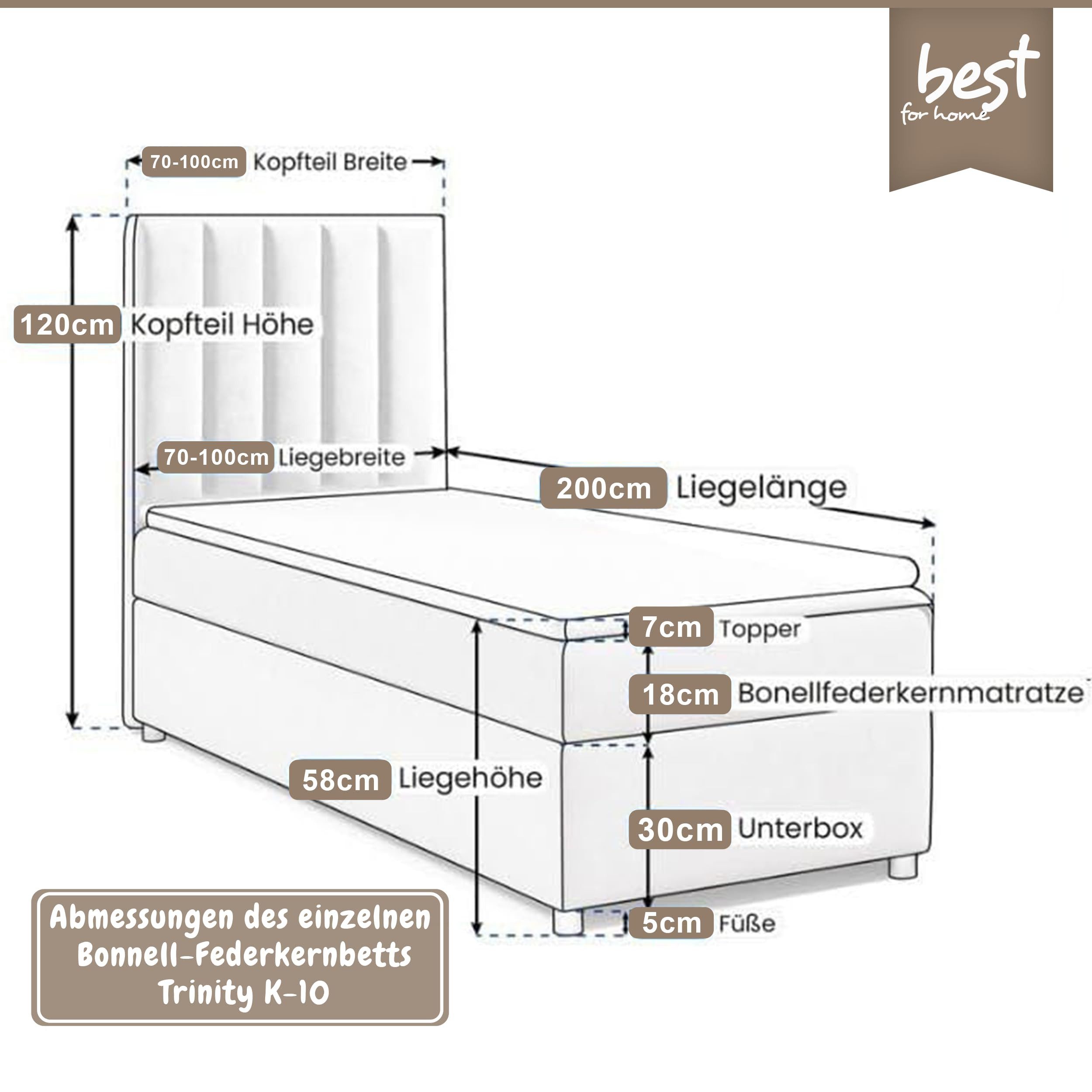 Best for Home Boxspringbett Boxspringbett Trinity K-10 mit Bettkasten & 7 c günstig online kaufen
