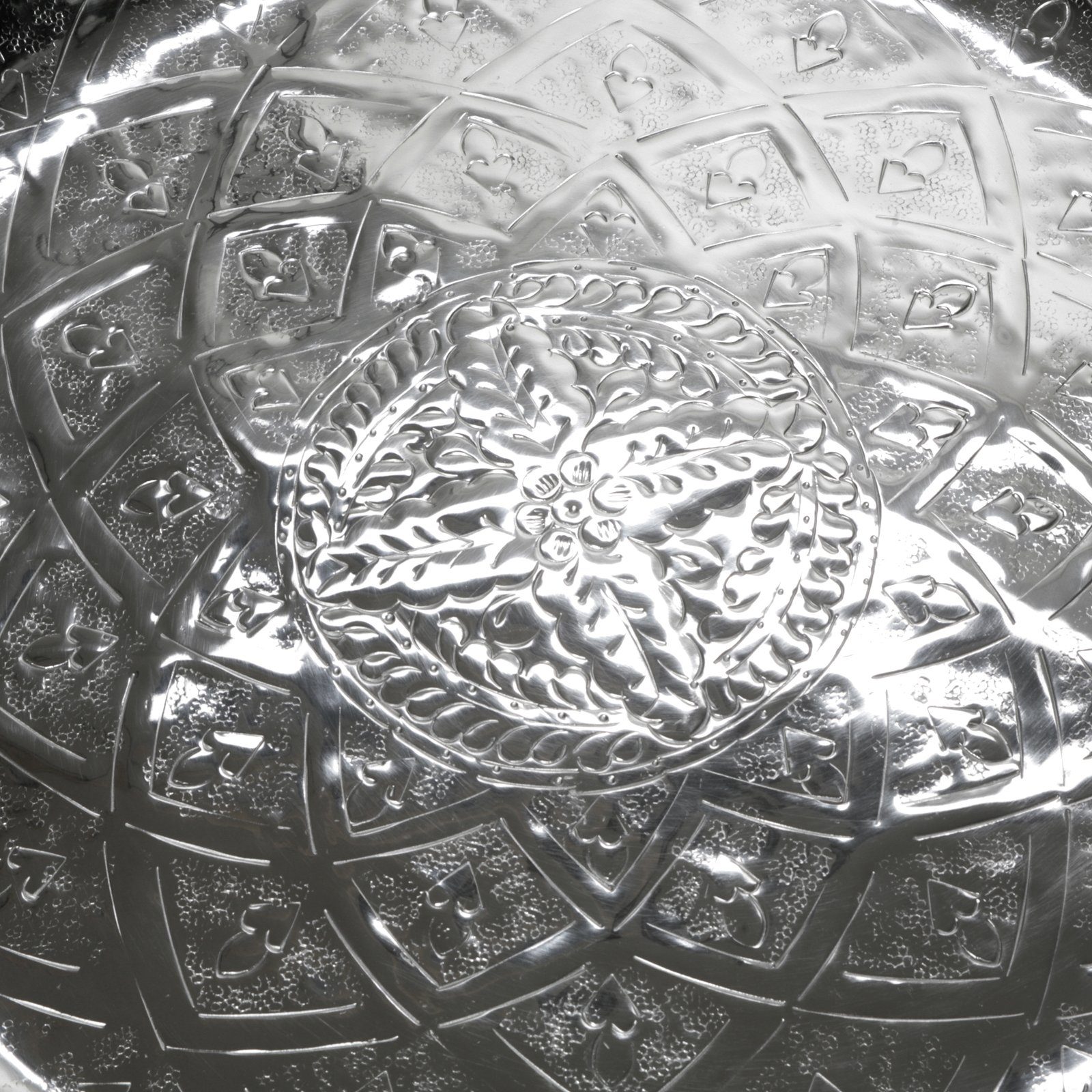 Dekotablett Kleines Serviertablett Silber Brillibrum Muster Orientalisches Alumium Deko-Tablett Rund