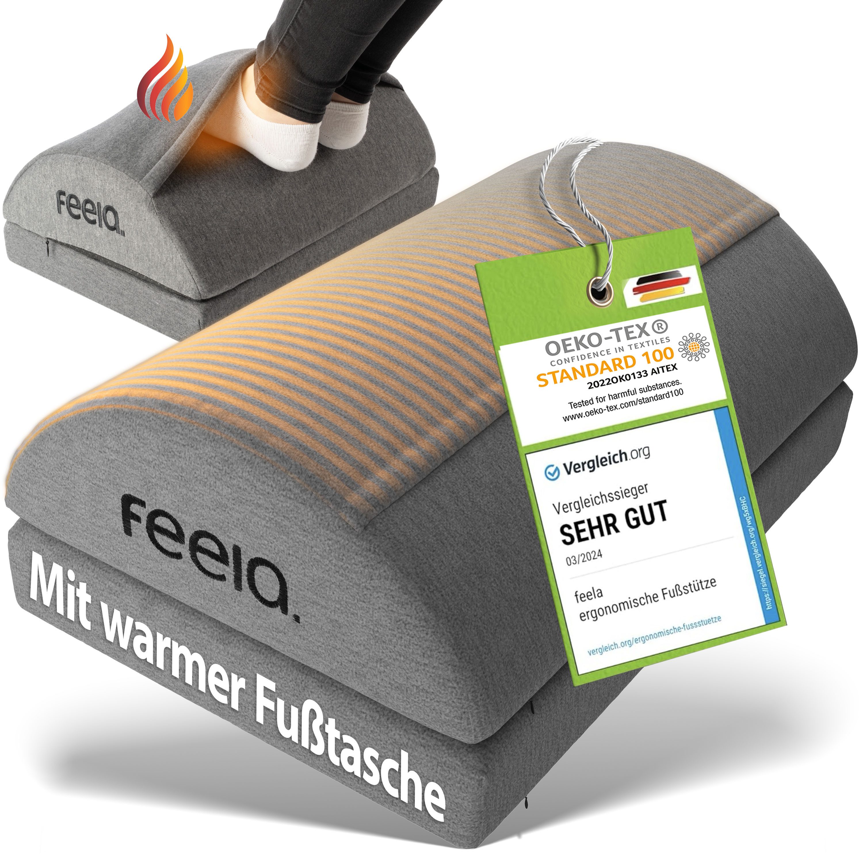 feela Fußstütze Ergonomische Fußstütze – entlastet Beine & Rücken, ideal fürs Büro, Entlastet Rücken & Beine – ideal fürs Büro & Homeoffice
