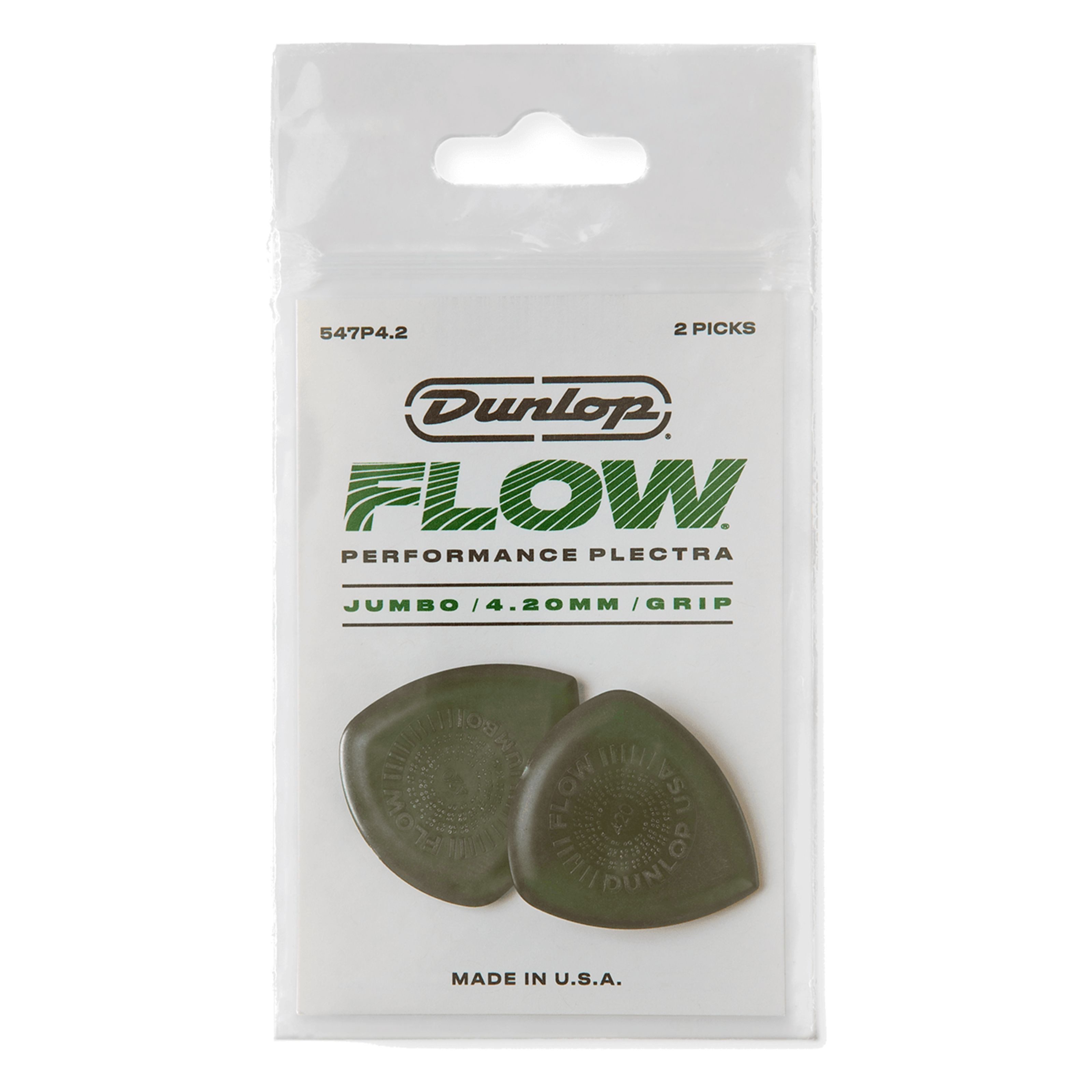 Dunlop Plektrum, 547P4.2 Flow Jumbo Grip Picks 4,20 mm - Plektren Set