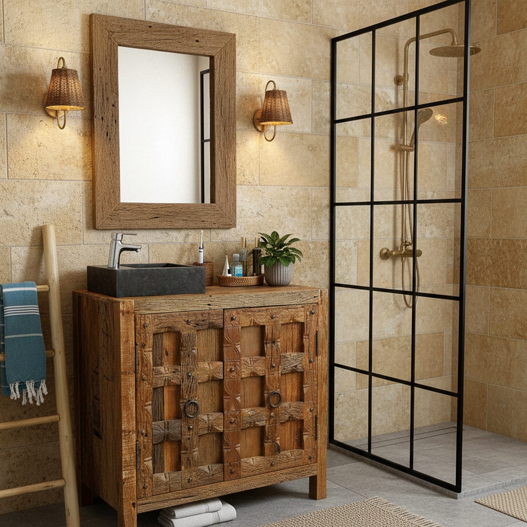 Casa Moro Waschbecken Naturstein Aufsatzwaschbecken - Marmor Waschbecken Badezimmer Gäste-WC (Indonesisches Aufsatzwaschbecken Naturstein), handgemacht MW81382510