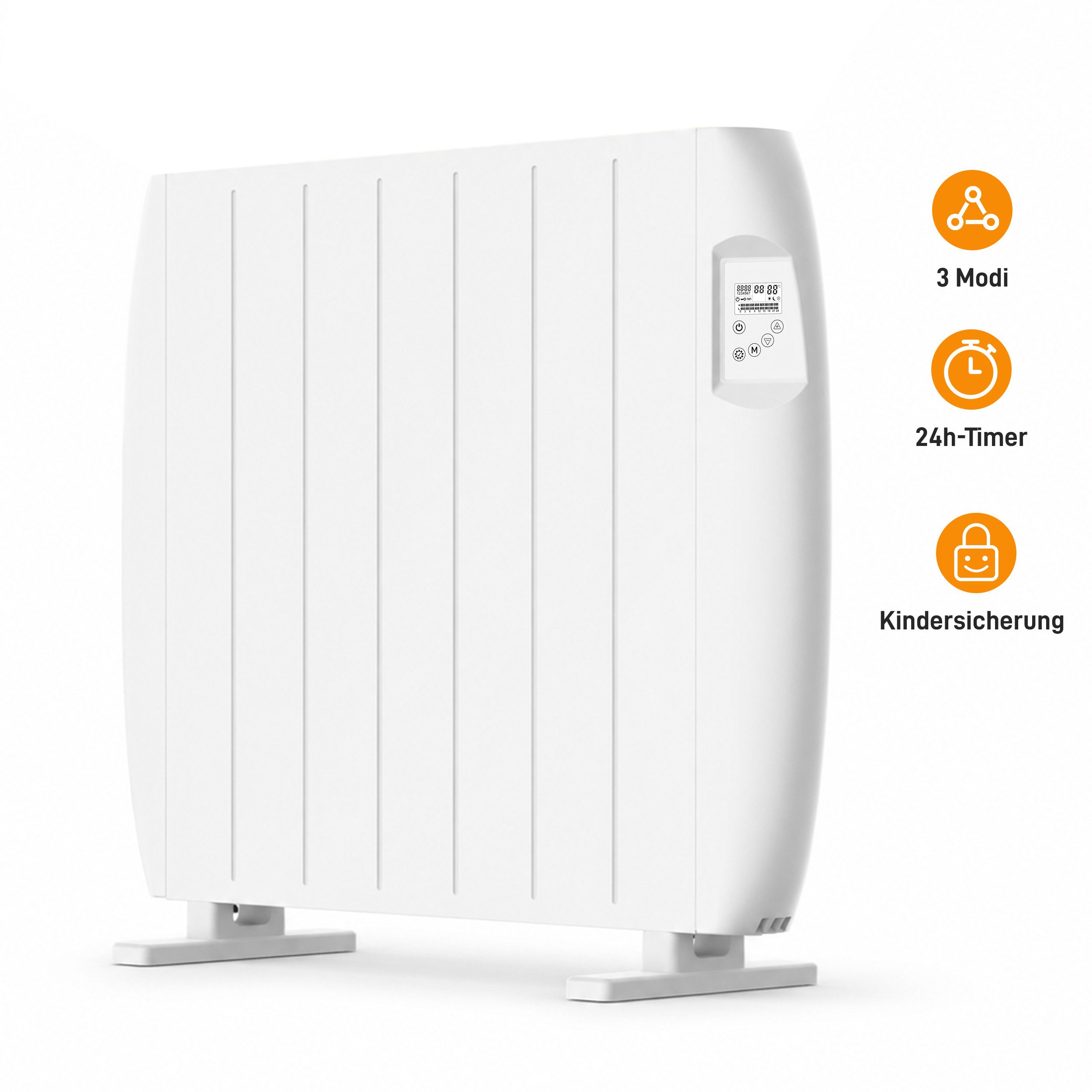 Sinaopus Konvektor Touch-Heizung im weißen Stahlgehäuse – SHHR02-15R, 1500 W, 1500 W, Stahlgehäuse, drei Temperaturmodi, Stand- und Wandmontage