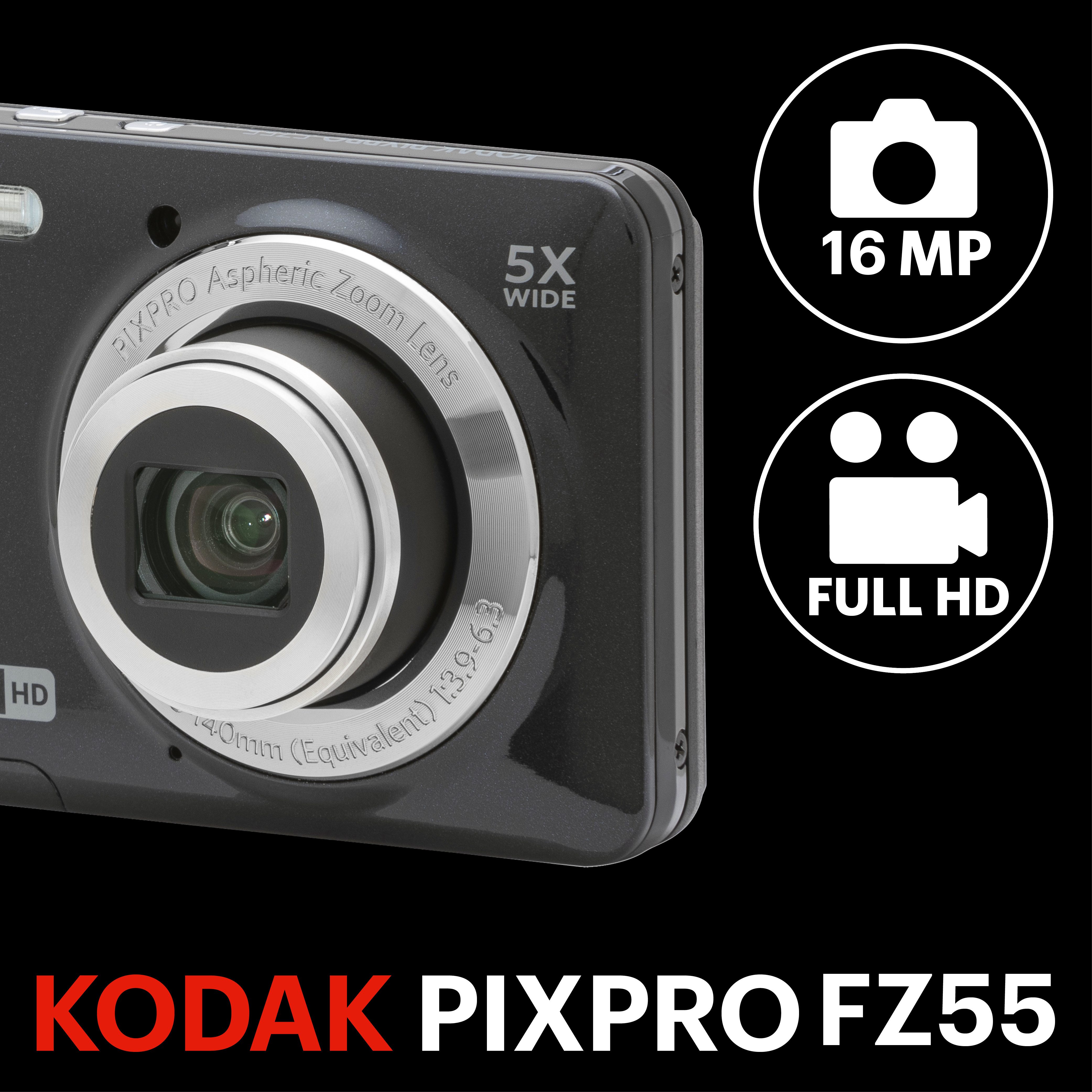 Kodak PixPro FZ55 - Interner Speicher 63MB, schwarz Kompaktkamera (5x opt. Zoom, 5-facher optischer Zoom und 28-mm-Weitwinkel) – Bild 2 von 5
