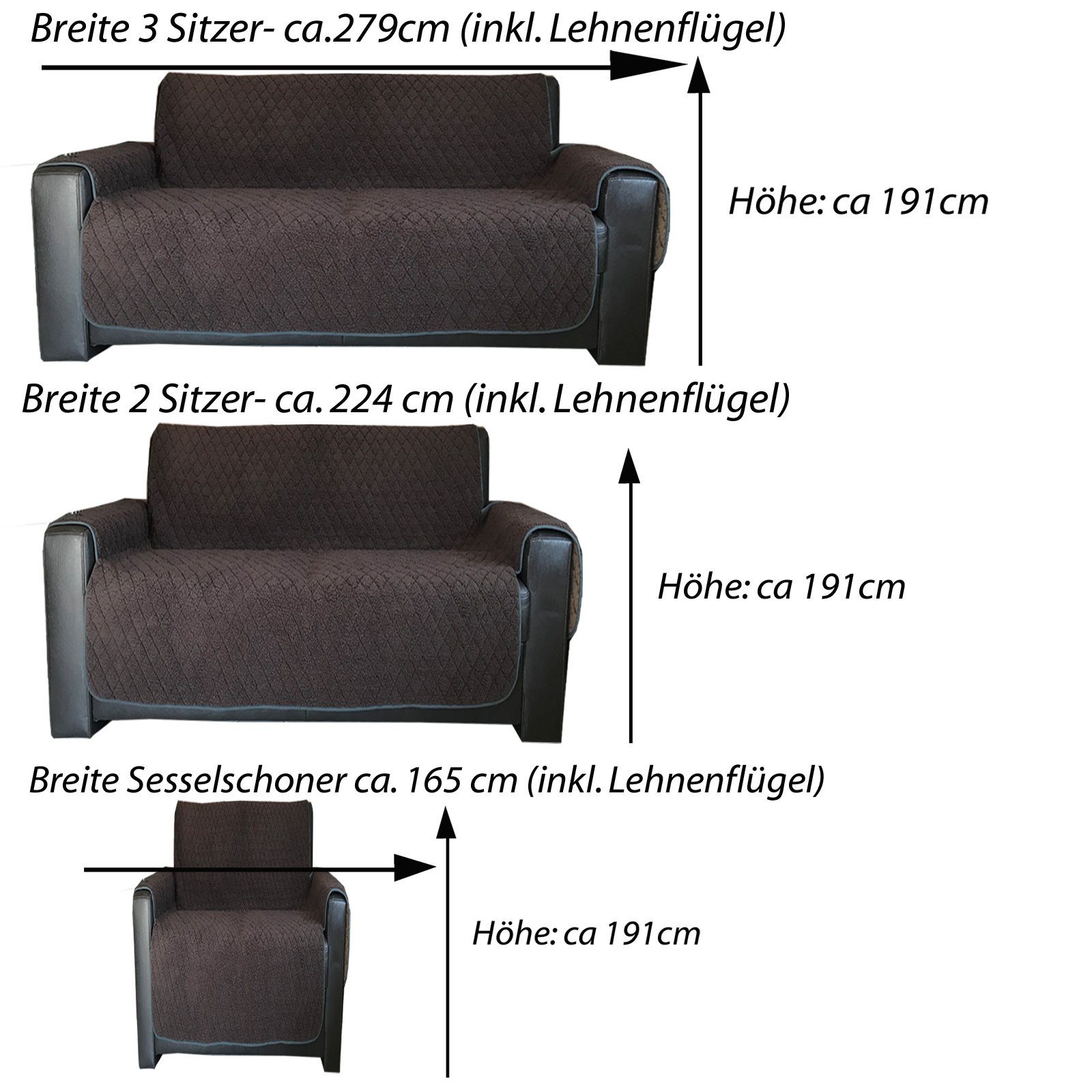 JEMIDI Sherpa 2-Sitzer für Schwarz Sofaschoner Schonbezug Sofas Sofaschutz: