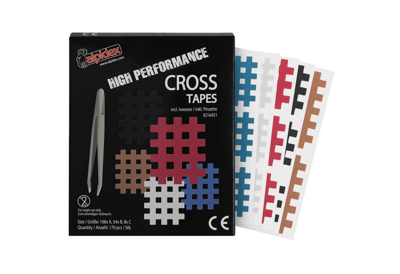 ALPIDEX Kinesiologie-Tape Cross Tape Gitter Tapes Gitterpflaster (170-St)