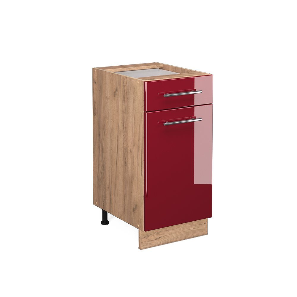 Vicco Unterschrank Fame-Line, Bordeaux Hochglanz/Eiche, 40 cm ohne Arbeitsplatte