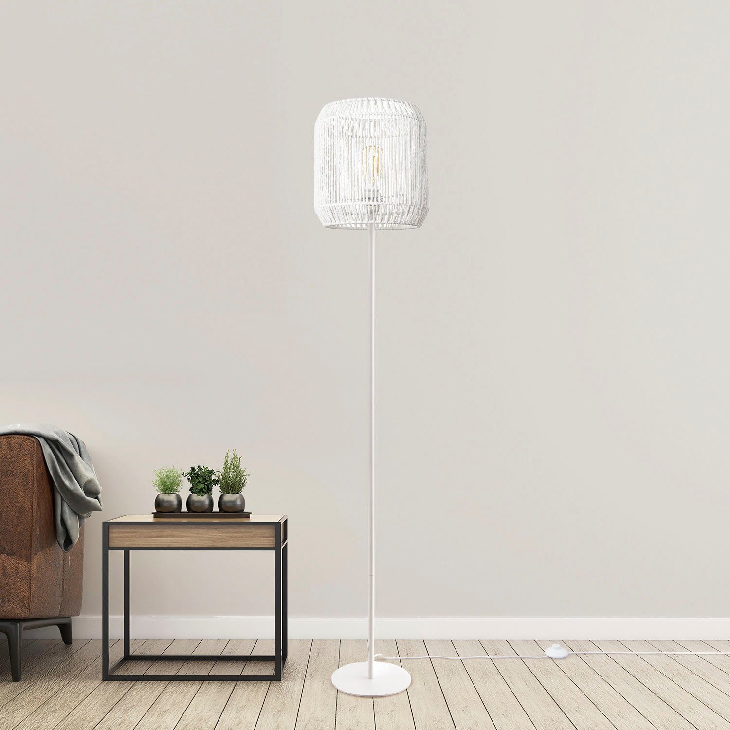 Optik Boho Schlafzimmer Stehlampe Modern Leuchtmittel, Paco E27 Pedro, LED Korb Home ohne Wohnzimmer