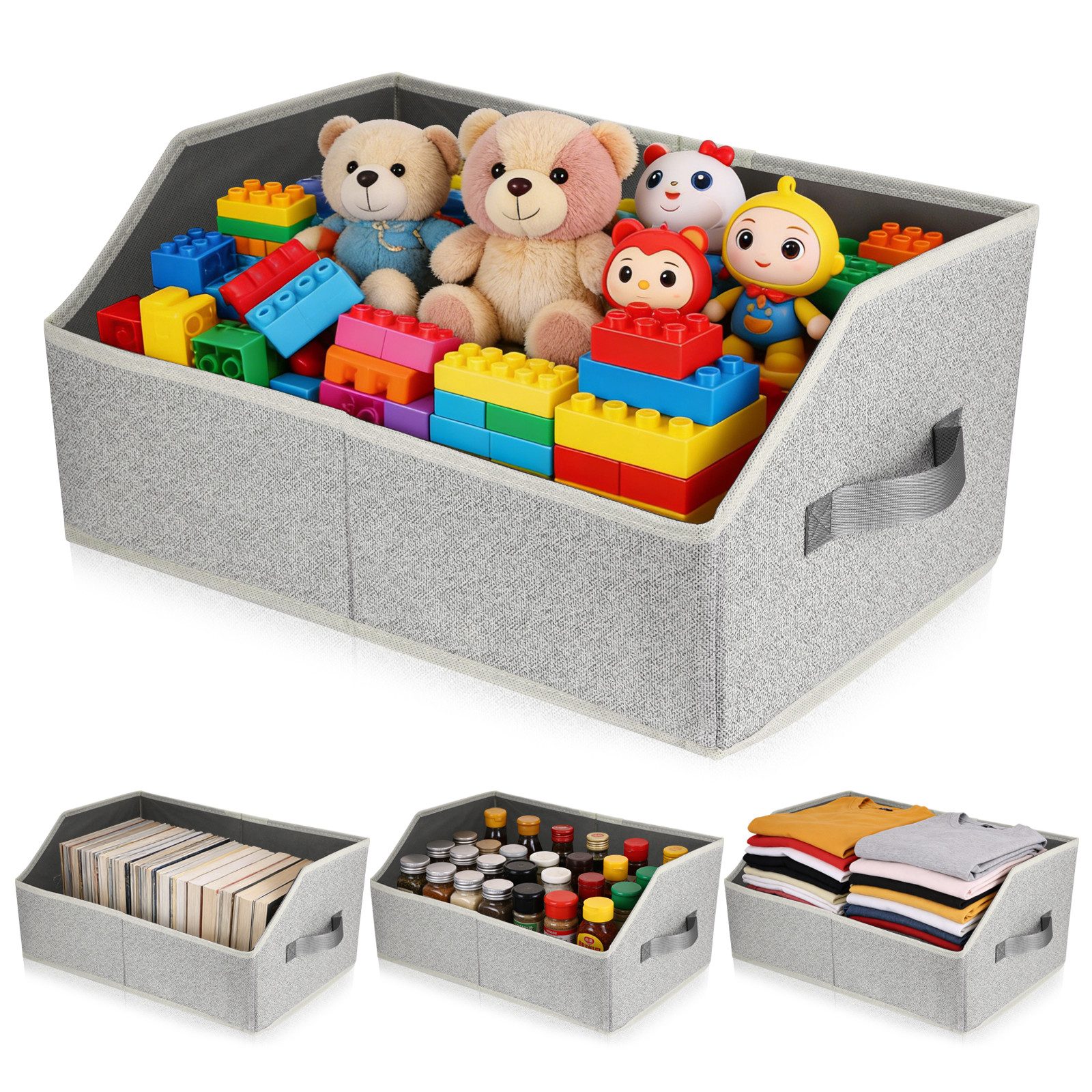 LEMLIT Faltbox 4er Set Faltbare Aufbewahrungskörbe 42x28x20cm, Stoffboxen Mit Griff (4er Set, 4 St., Belastbarkeit: Bis zu 5 kg), Trapezdesign Für Kleiderschrank, Regal, Kleidung Und Spielzeug