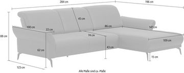 INOSIGN Ecksofa Coco L-Form, Sitztiefen-, Arm- und Kopfteilverstellung, Cord-Bezug, Fußhöhe 15 cm