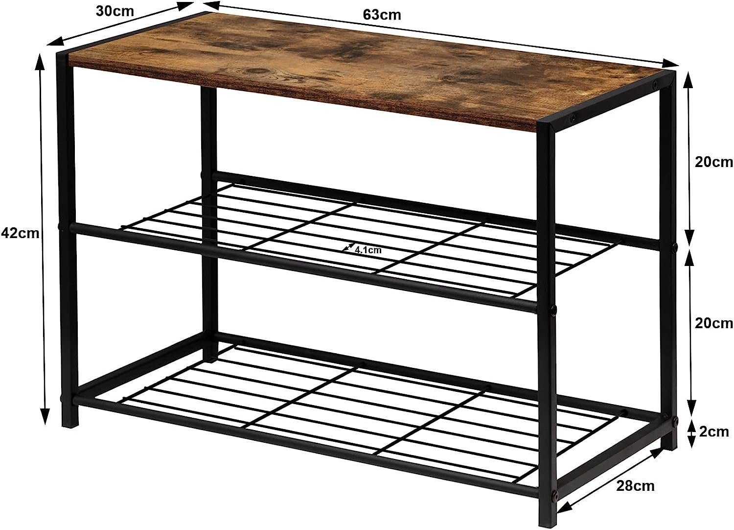 Woltu Schuhregal, 1-tlg., Badregal Schuhablage Organizier mit 2 Ablagen, Holz Metall