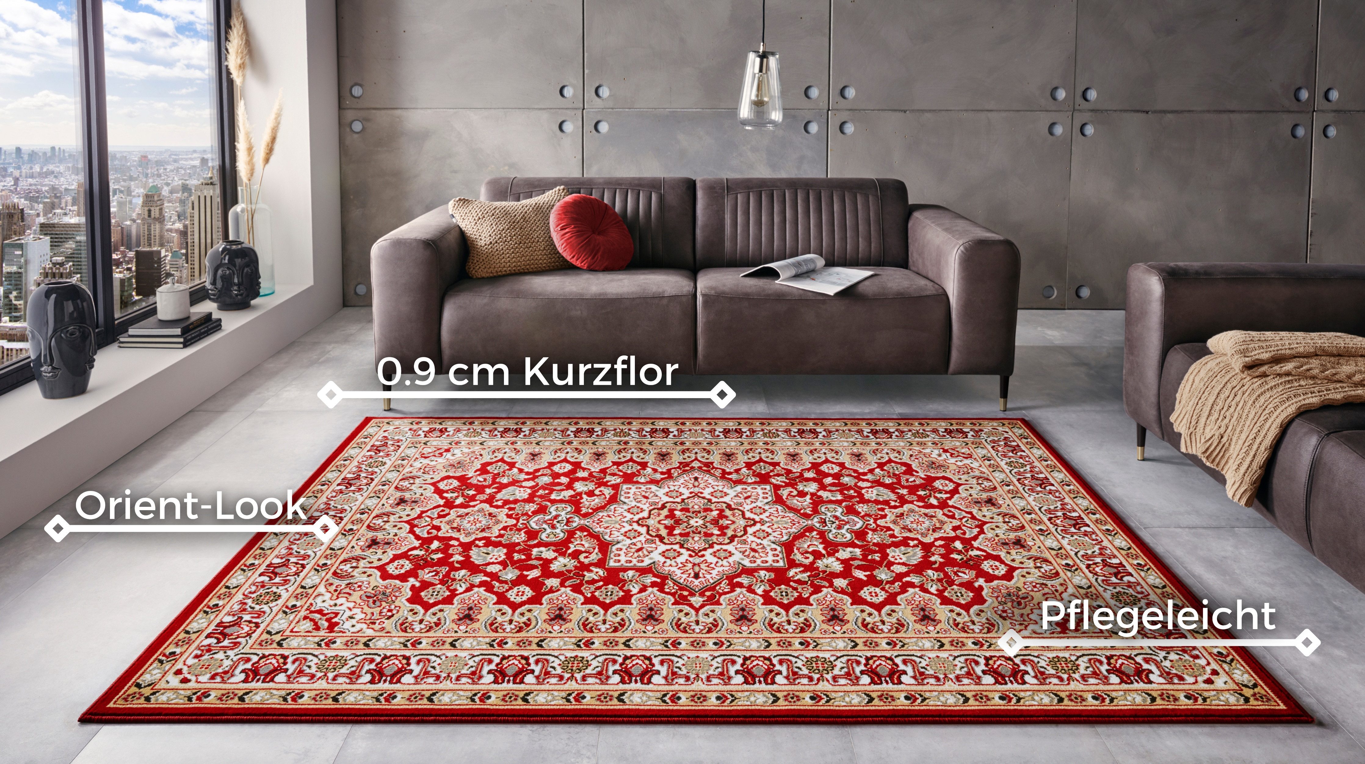 HANSE Home Teppich Parun Täbriz, rechteckig, Höhe: 9 mm, Kurzflor, Orient, Läufer, Vintage, Esszimmer, Wohnzimmer, Flur