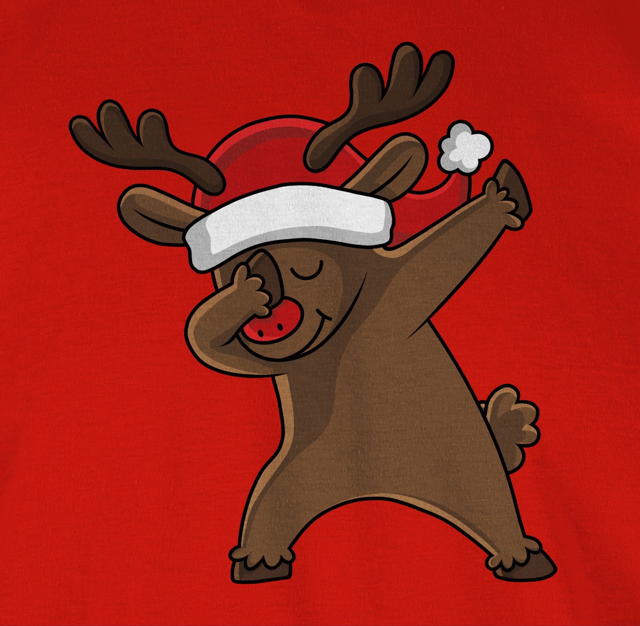 Dabbing T-Shirt Weihachten Weihnachtsreh Rot 1 Kleidung Shirtracer