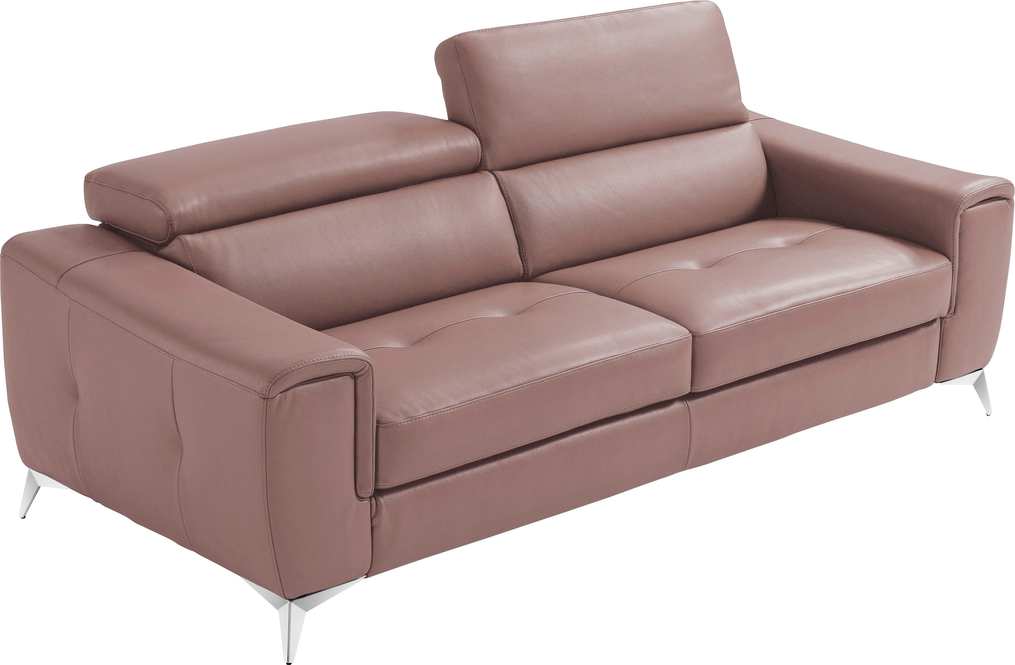 Egoitaliano Schlafsofa Francine Designsofa, Loungesofa mit Dauerschlaffunktion, Breite 233 cm, mit Bettfunktion, Leder BULL, safari, Fußfarbe chrom