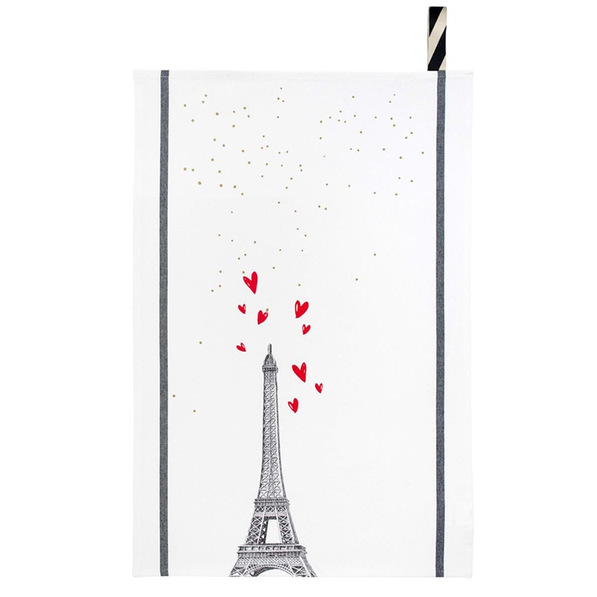 La cerise sur le gâteau Geschirrtuch Geschirrtuch Eiffel Coeurs Blanc 50x70 cm, (1-tlg., 1 x Geschirrtuch), bedruckt