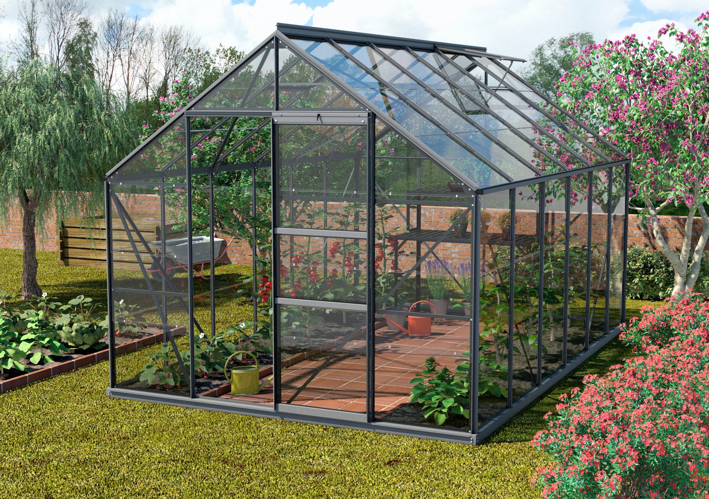 Vitavia Gewächshaus Merkur 9900, BxTxH: 254 x 379 x 230 cm, 3 mm Wandstärke grau