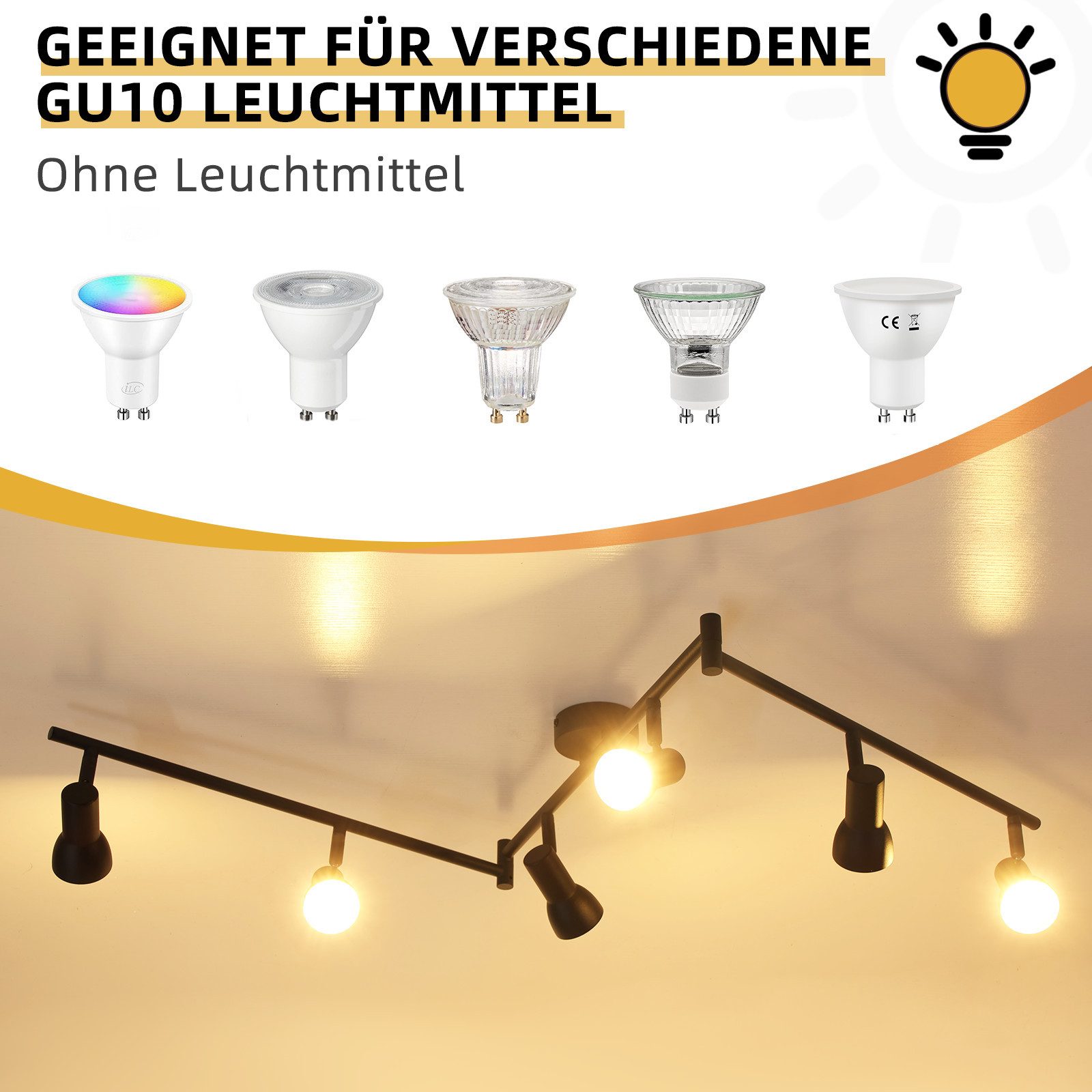 ZMH Deckenstrahler 6 Flammig Schwarz/Weiß GU10 günstig online kaufen