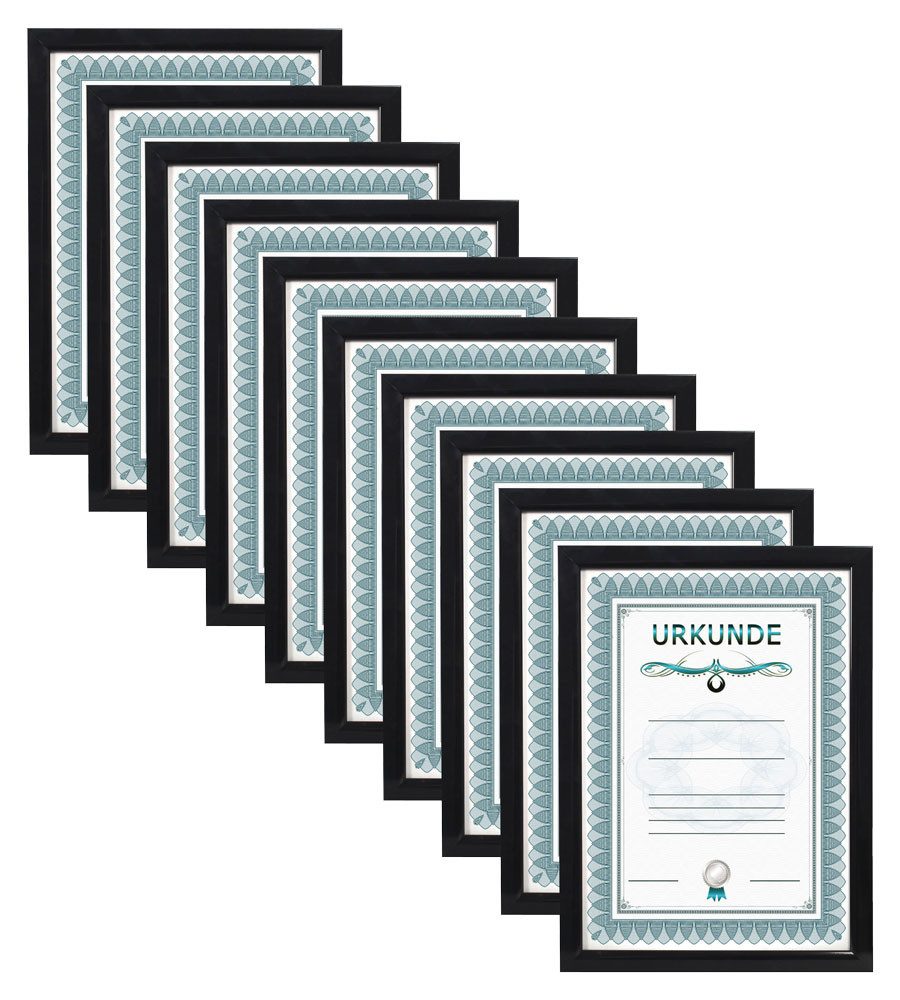 IDEAL TREND Bilderrahmen 2er 3er 5er 10er Pack Dokument Bilderrahmen 21x29,7 DIN A4 Urkunde Fot, für 10 Bilder (10 St)