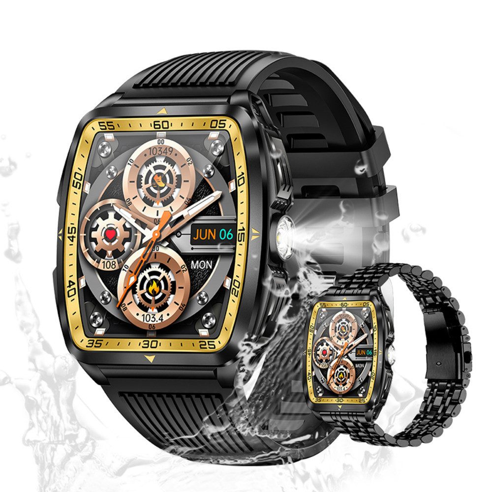 Valdus Herren's Robust Telefonfunktion 400mAh IPX8-5ATM Wasserdicht Smartwatch (1,8 Zoll, Android/iOS), Elegante Luxus-Uhr mit Gesundheits- & Fitnessfunktionen