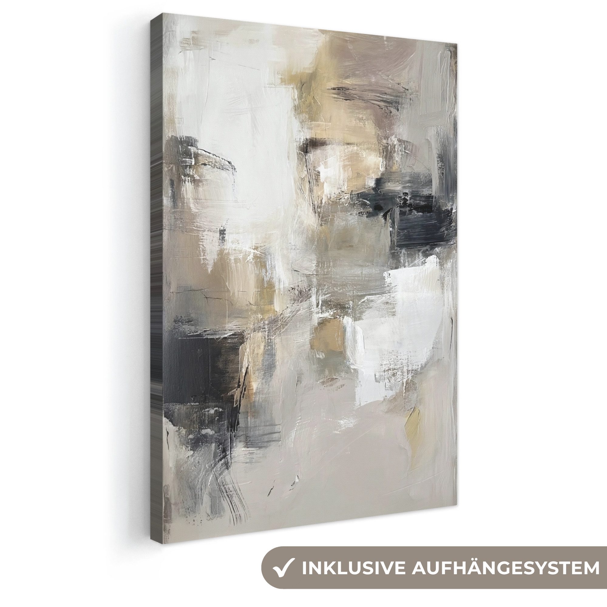 OneMillionCanvasses® Leinwandbild Farbpalette - Pinselstriche - Beige - Neblig, Fotodruck (1 St), Leinwand Canvas Wandbild, Wanddekoration 20x30 cm