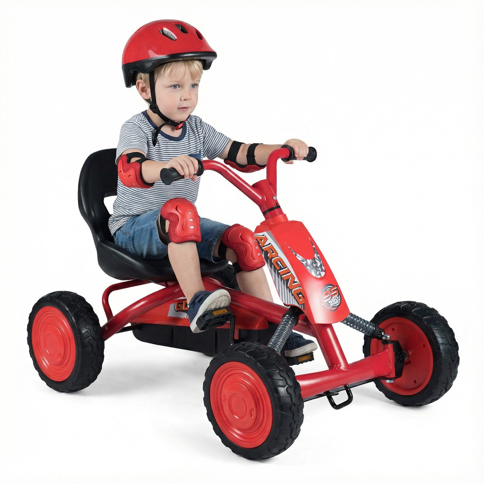 COSTWAY Go-Kart, Kinderauto mit Pedal, verstellbarem Sitz, bis 30 kg