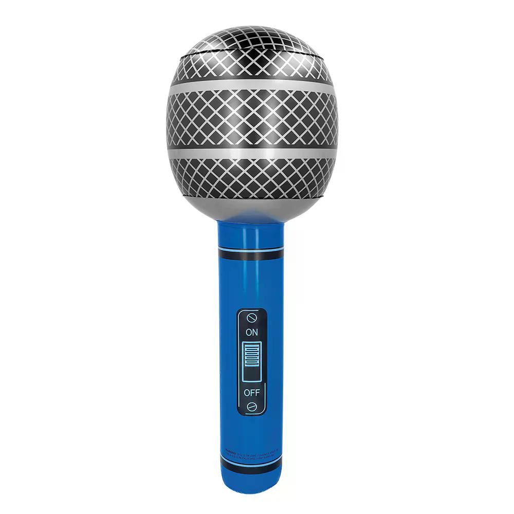 Boland Kostüm Aufblasbares Mikrofon 76 cm lustiges Party Accessoire für Karaoke Show, Lustiges Party Gadget in Silber-Blau Optik