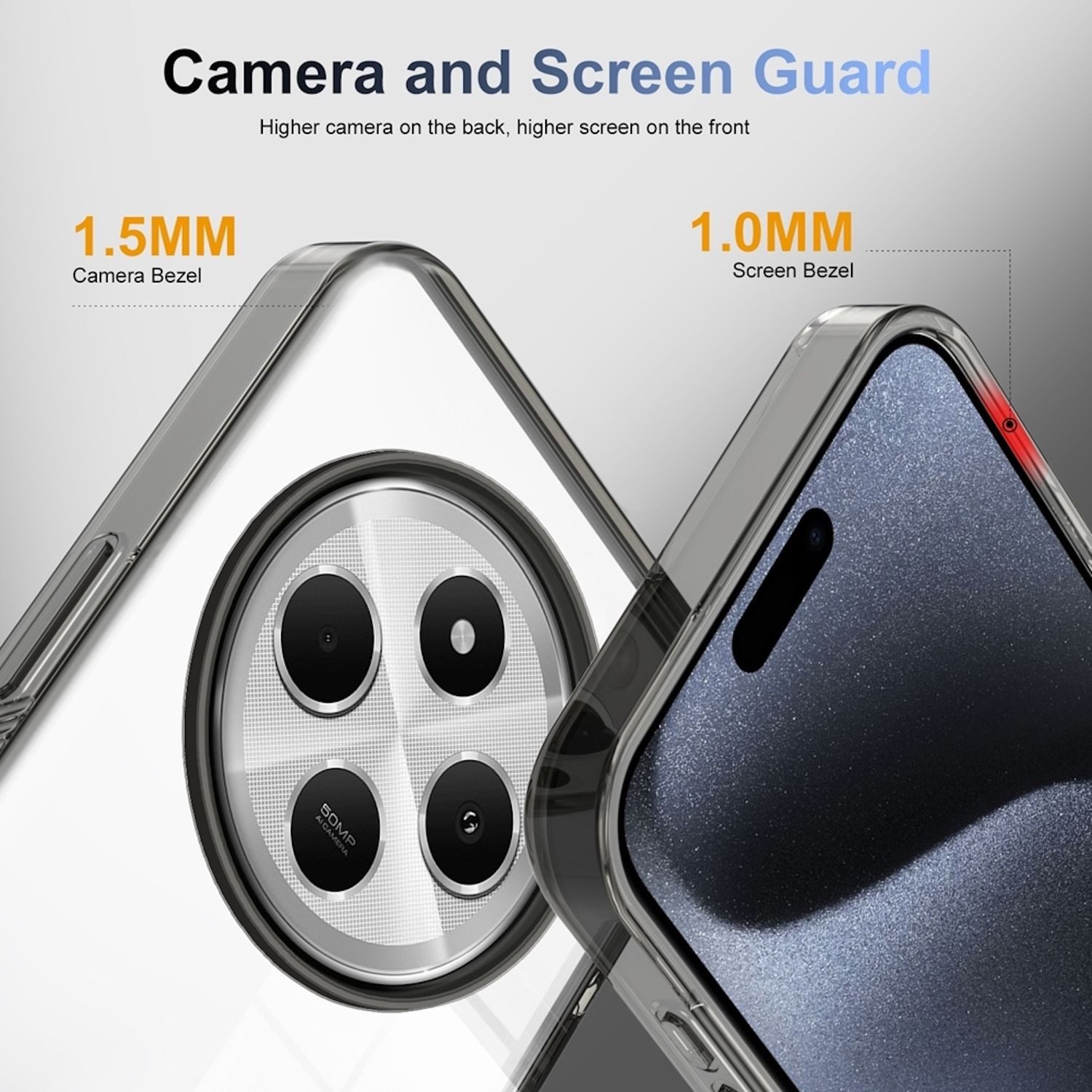 Wigento Handyhülle Für Xiaomi Redmi 14C 4G Acryl TPU Schutz Hülle Tasche Etuis Schwarz, Acryl TPU Hybrid-Hülle mit Stoßschutz und Anti-Vergilbung