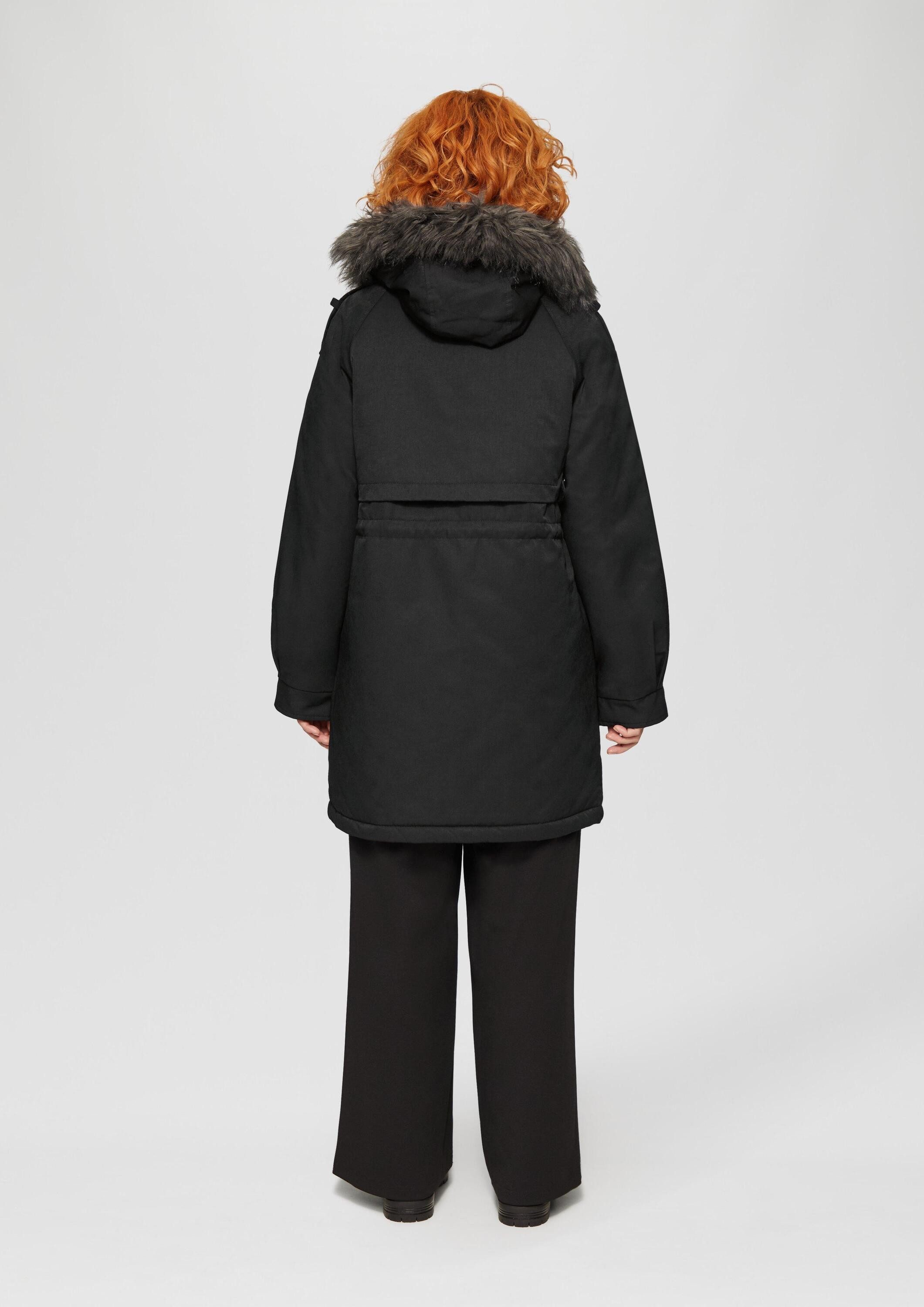 QS Parka Outdoor-Jacke Gefütterter Parka mit abnehmbarem Kunstfell