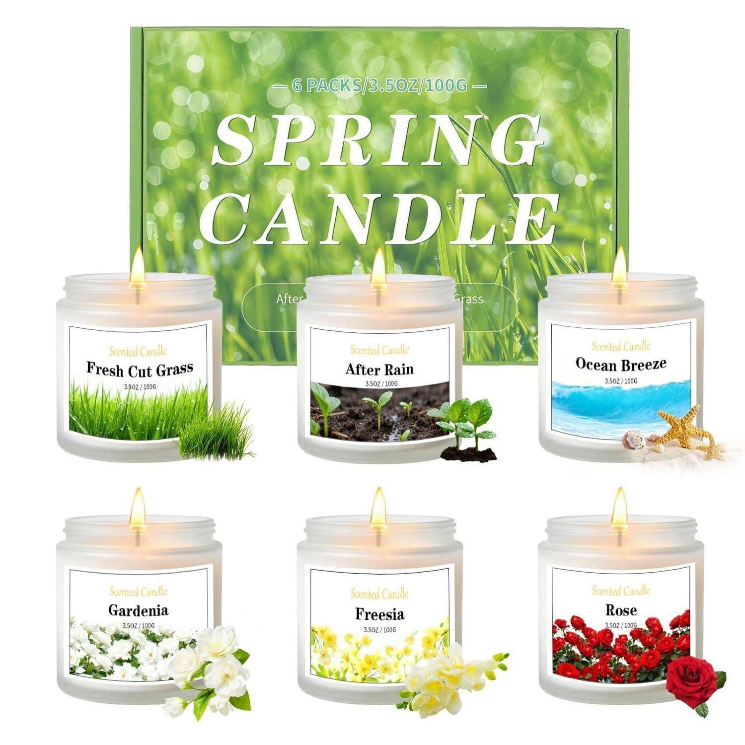 LuxusKollektion Duftkerze Duftkerzen Set 6er Frühling Glas Weiß