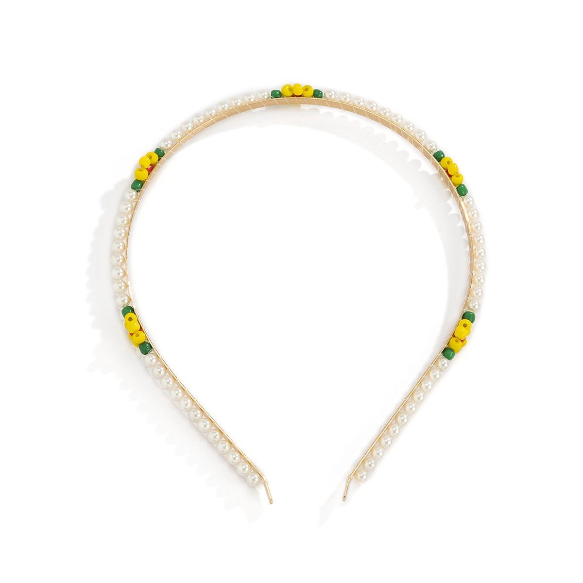 SCOHEAD Haarspange Einfaches kleines frisches rustikal Gelb Haarschmuck Gänseblümchen Kunstperlen-Haarband, buntes 1-tlg