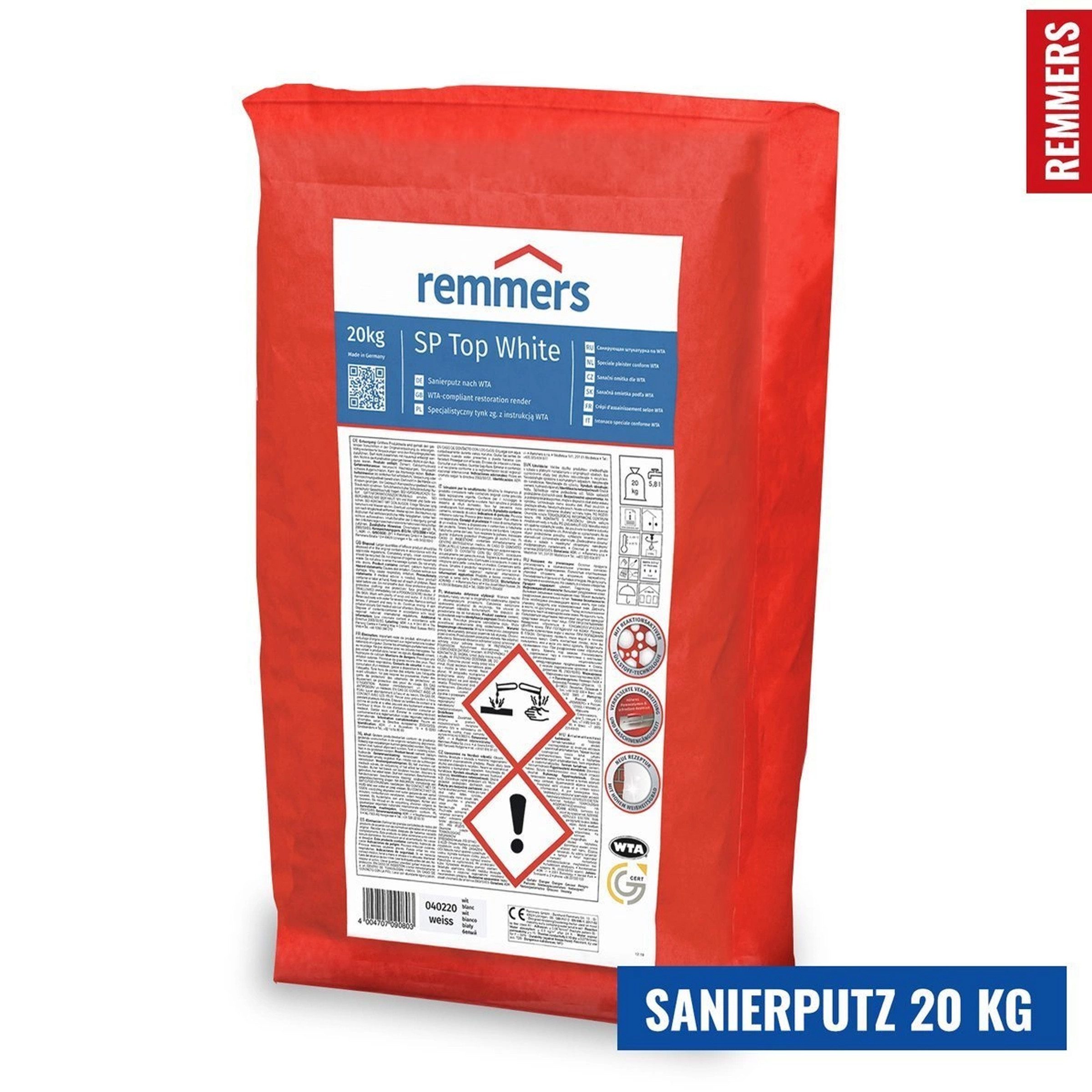Remmers Fugenmörtel REMMERS SP TOP WHITE Sanierputz Altweiß WTA Instandsetzung Mörtel 20KG
